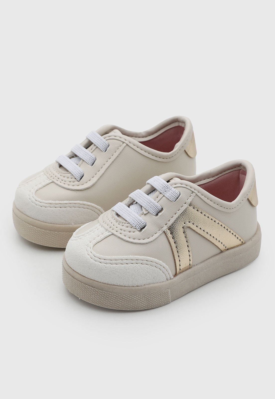 Infantil - Tênis Molekinha Casual Detalhe Metalizado Off-White