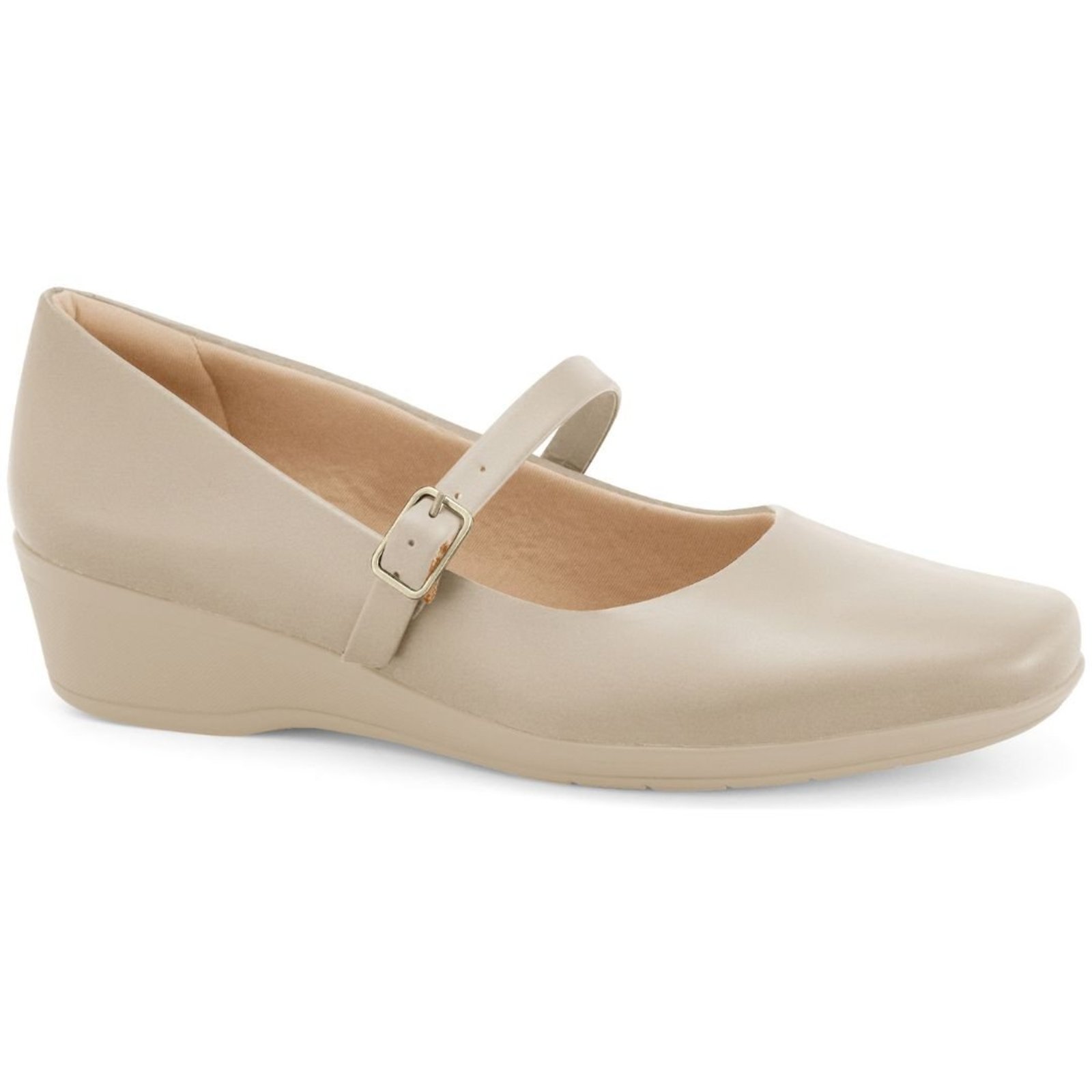 Sapato Feminino Boneca Anabela Salto Baixo Elegante Comfortflex 2694305 - Bege