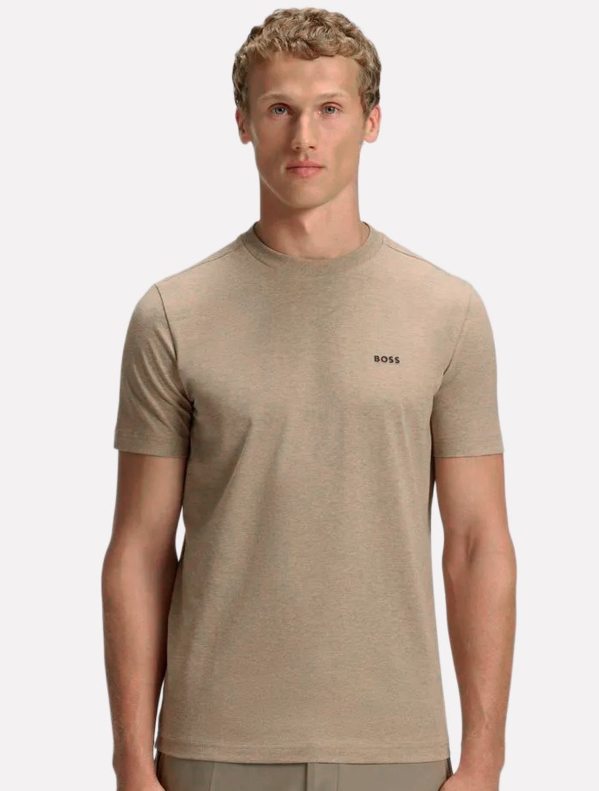 Camiseta Hugo Boss Masculina Regular Stretch Tee 336 Cáqui Médio