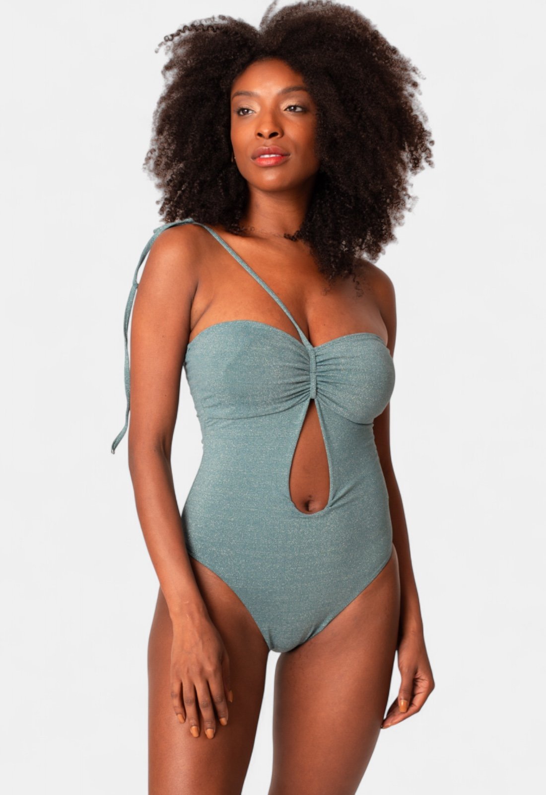Maiô Areia Branca Baly Lurex Azul