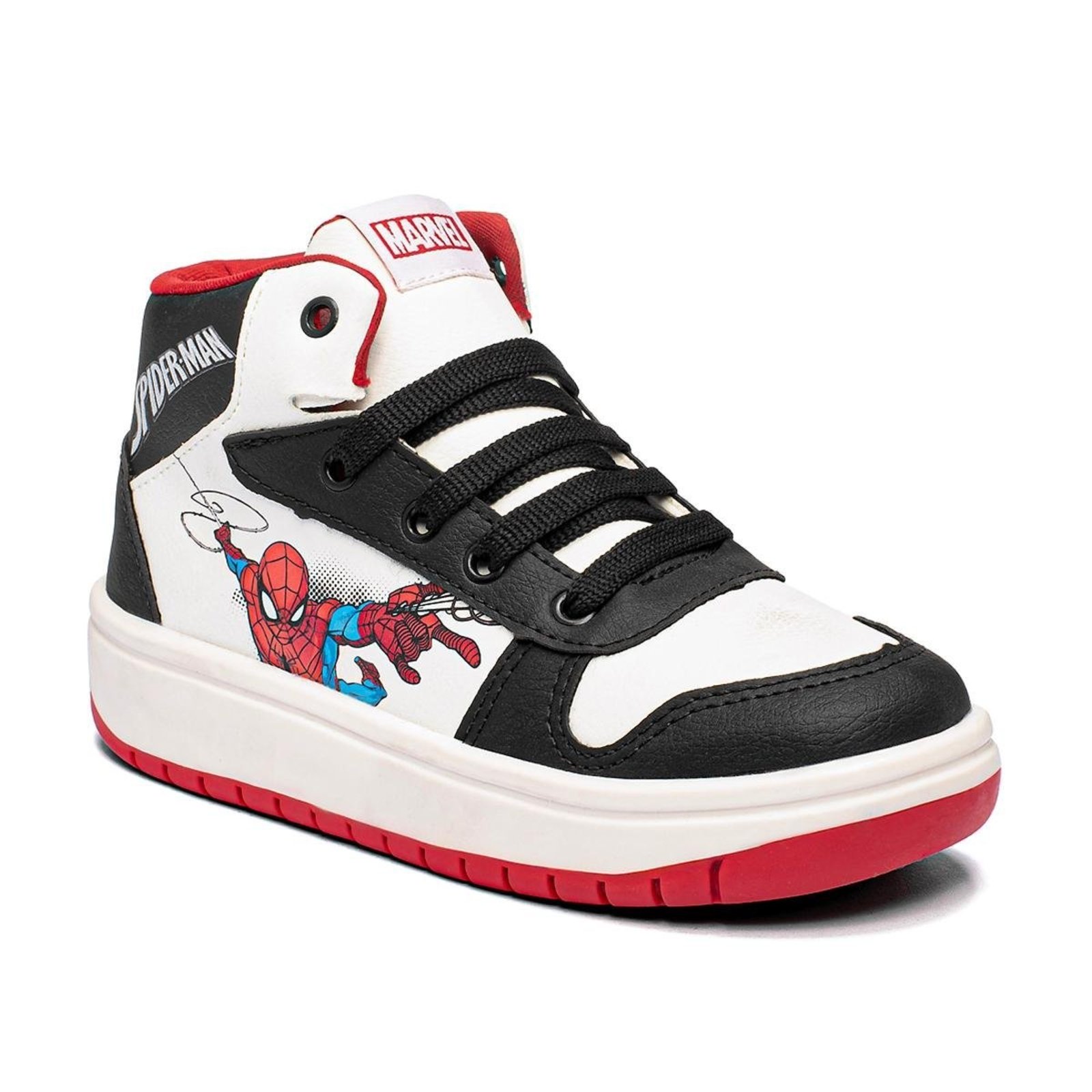 Infantil - Tênis Masculino Homem-Aranha Marvel Cano Médio Preto e Branco Disney 28 ao 35