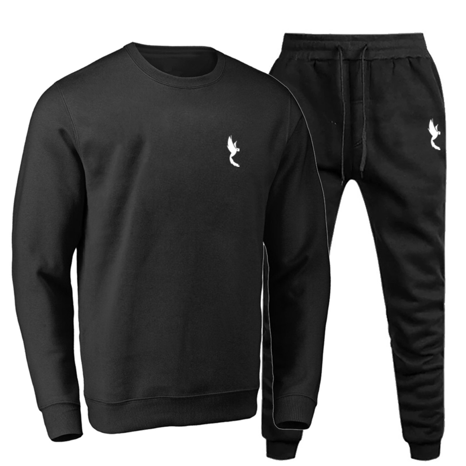 Conjunto Moletom Masculino Polo Blu Inverno Gola Careca Preto/Preto