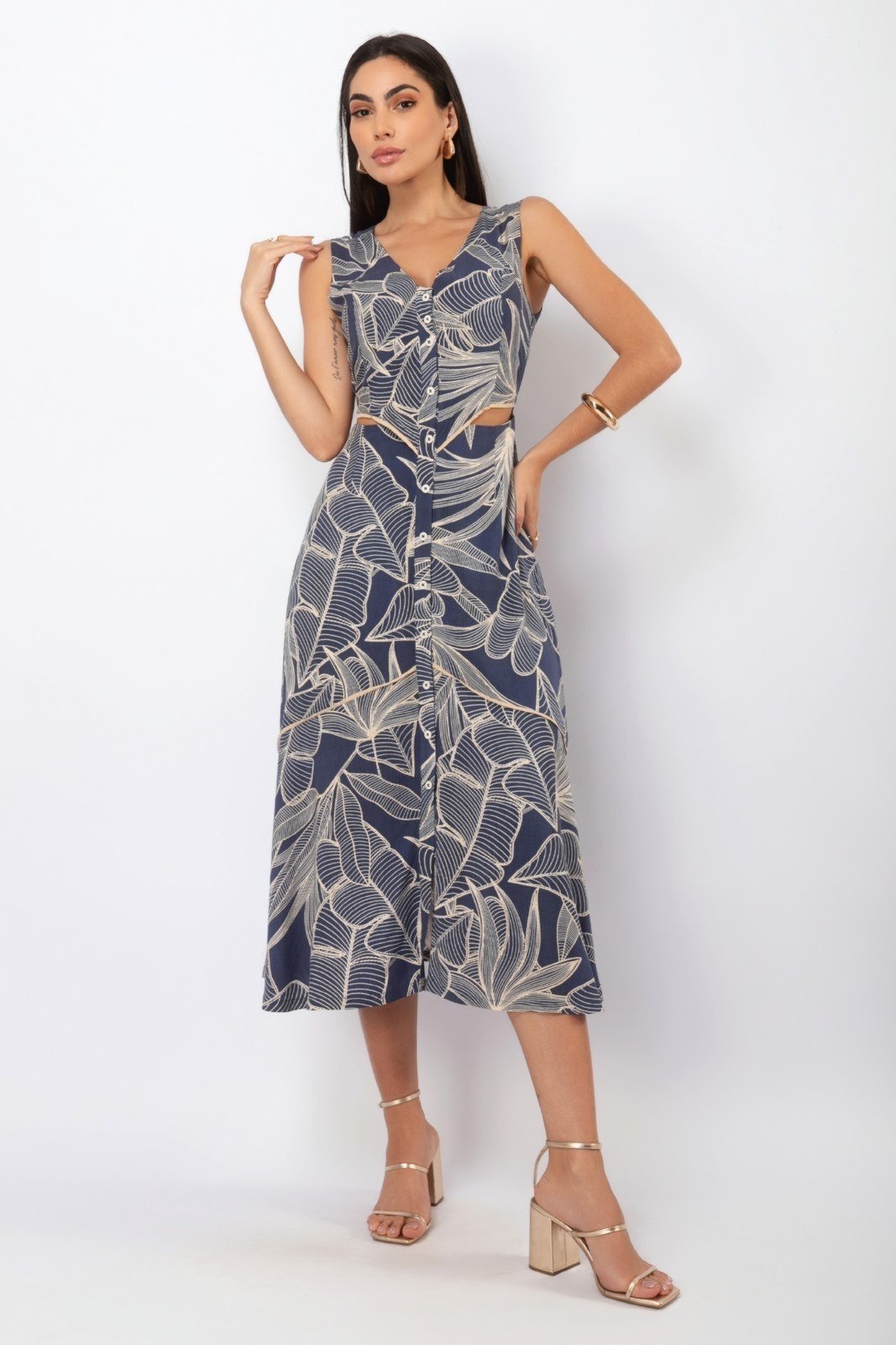 Vestido Midi Estampa Alvorada Forrado – Zaiko