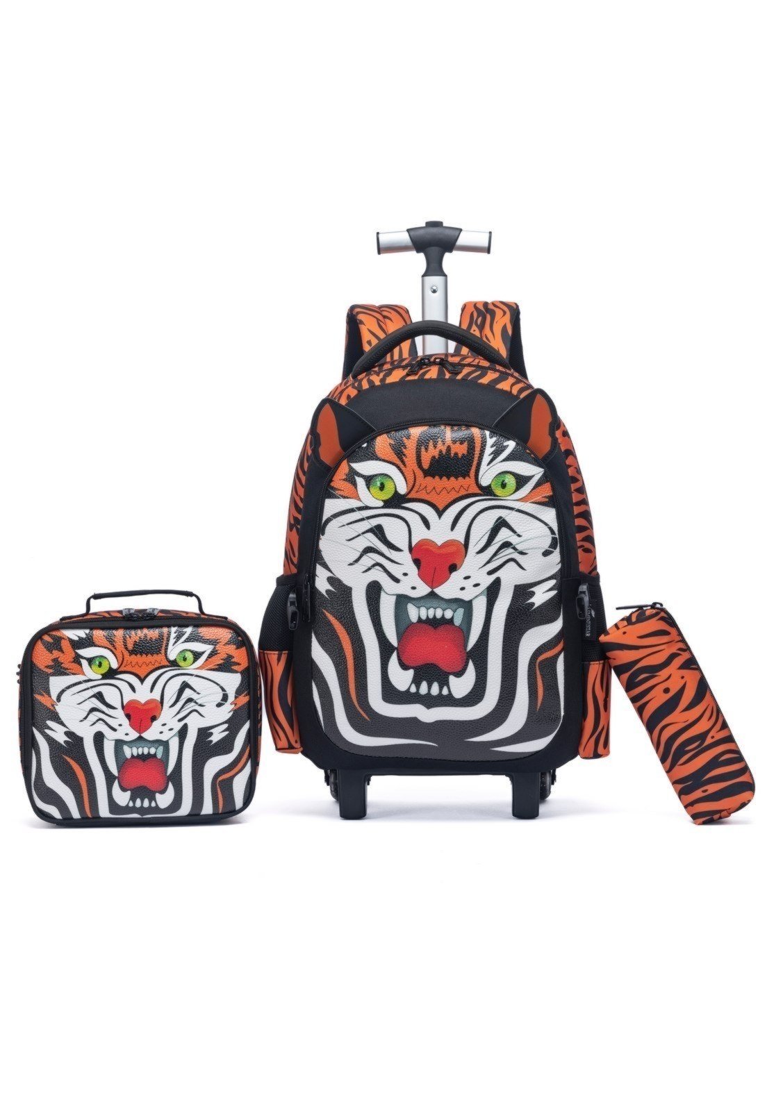 Infantil - Kit Mochila Rodinhas Masculina Swissport Lancheira Estojo Escolar Espaçosa