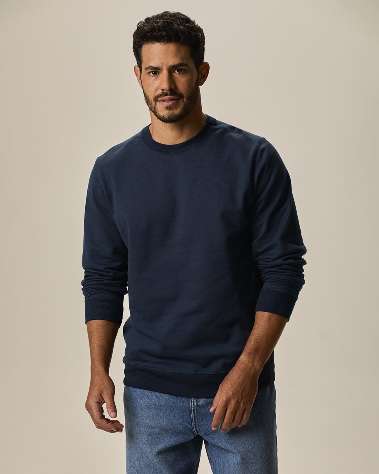 Blusão Básico Masculino Decote Redondo Em Moletom Flanelado