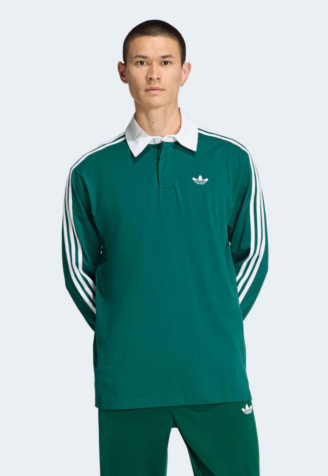Camisa Polo Masculina adidas Originals 3S Manga Longa Verde