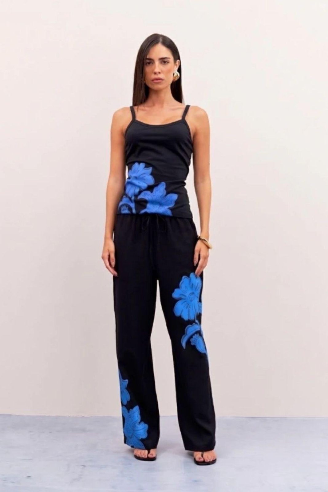 Calça Com Estampa Lateral Ritmi Studio Preto