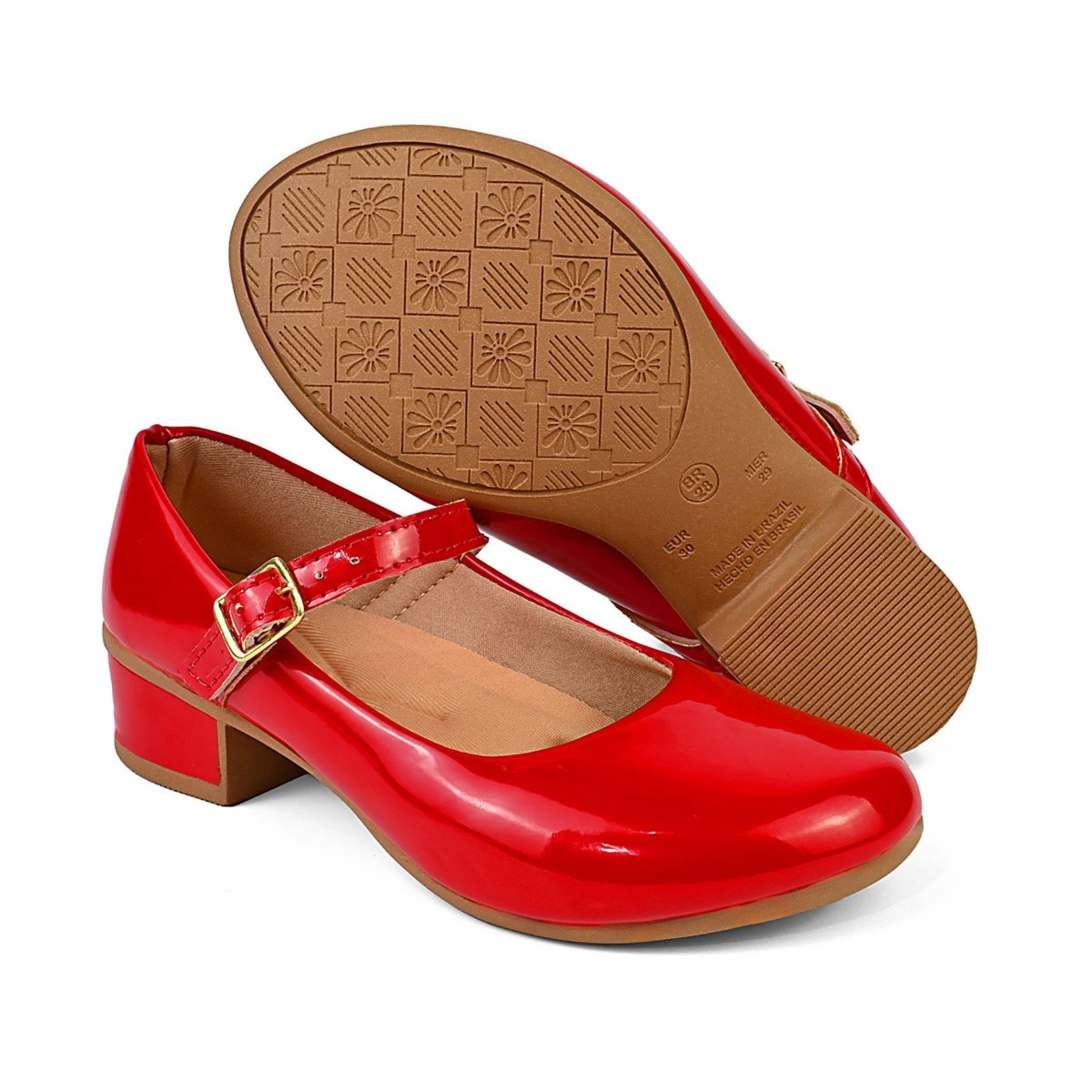 Infantil - Sapatilha Com Salto De Menina Boneca Feminina 101 - VERMELHO 001