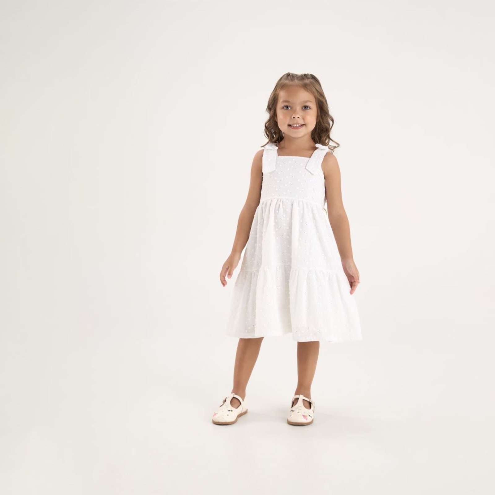 Infantil - Vestido Branco Primeiros Passos Pulla Bulla Menina - 53710-3