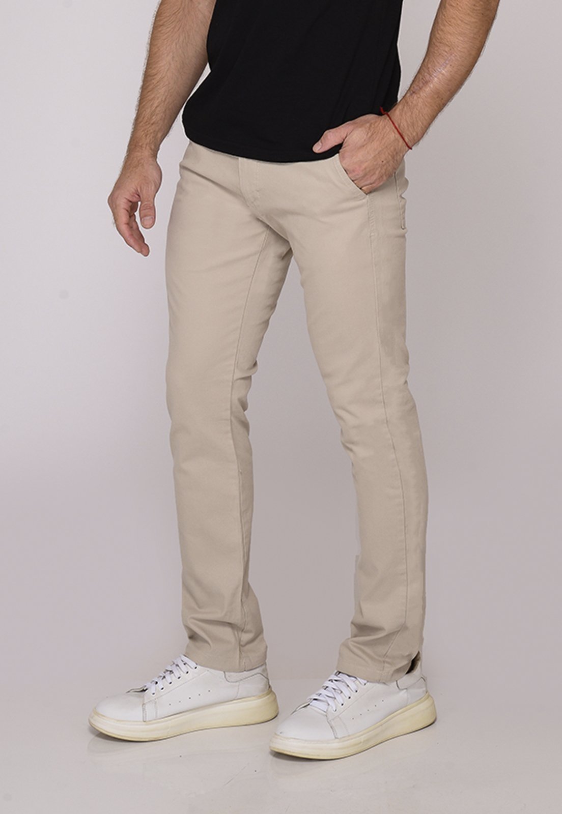 Calça Sarja Conforto Slim Fit Insert Bege