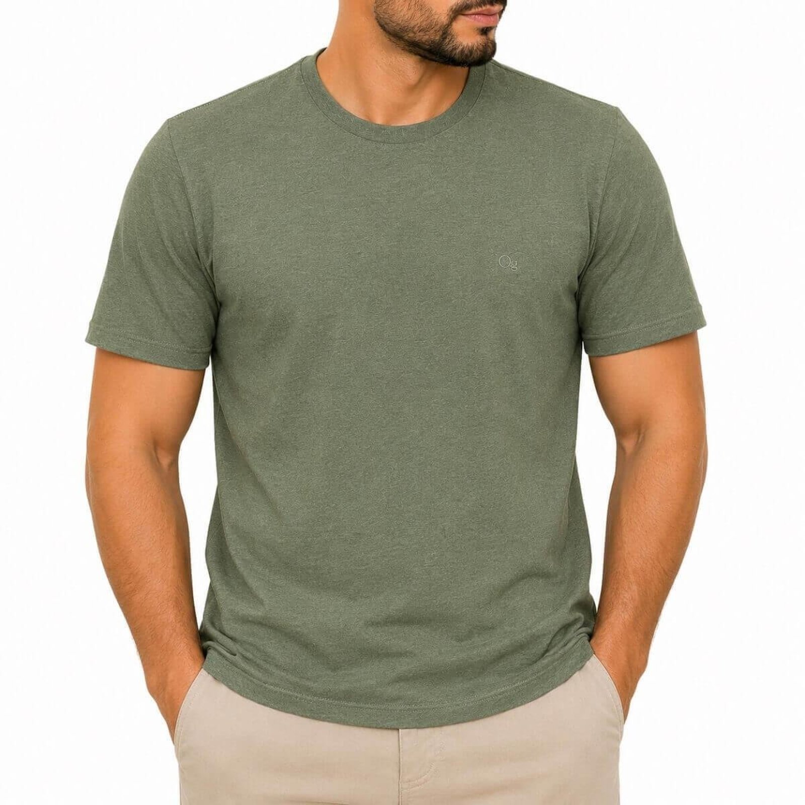 Camiseta Manga Curta Básica Slim Ogochi Masculina 006520002 Verde