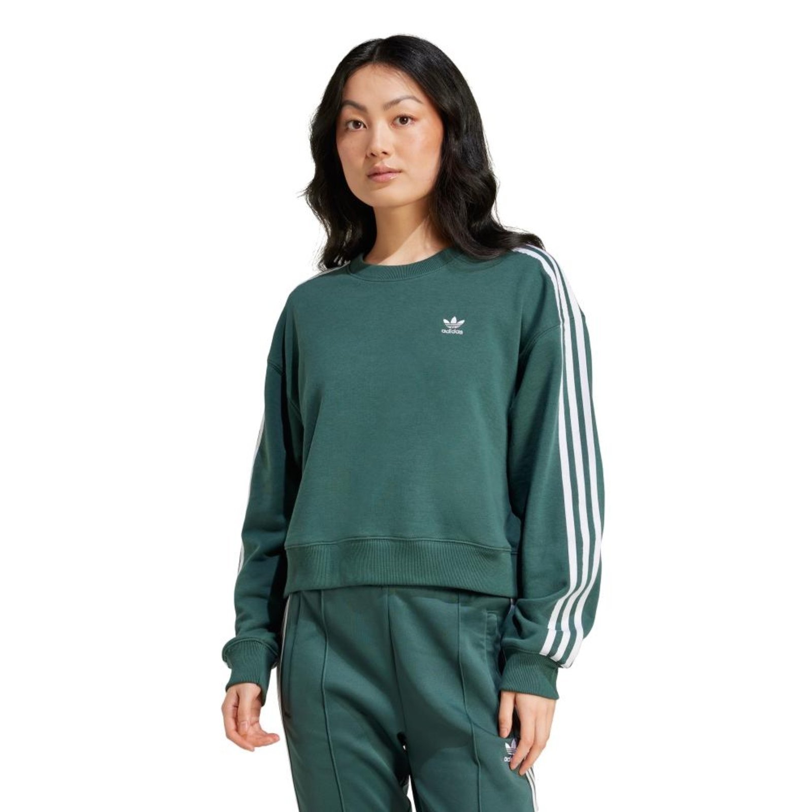 Moletom Três Listras Crew adidas Originals Verde