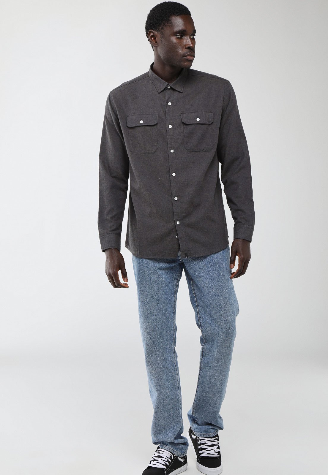Camisa Masculina Quiksilver Venture Steel Cinza