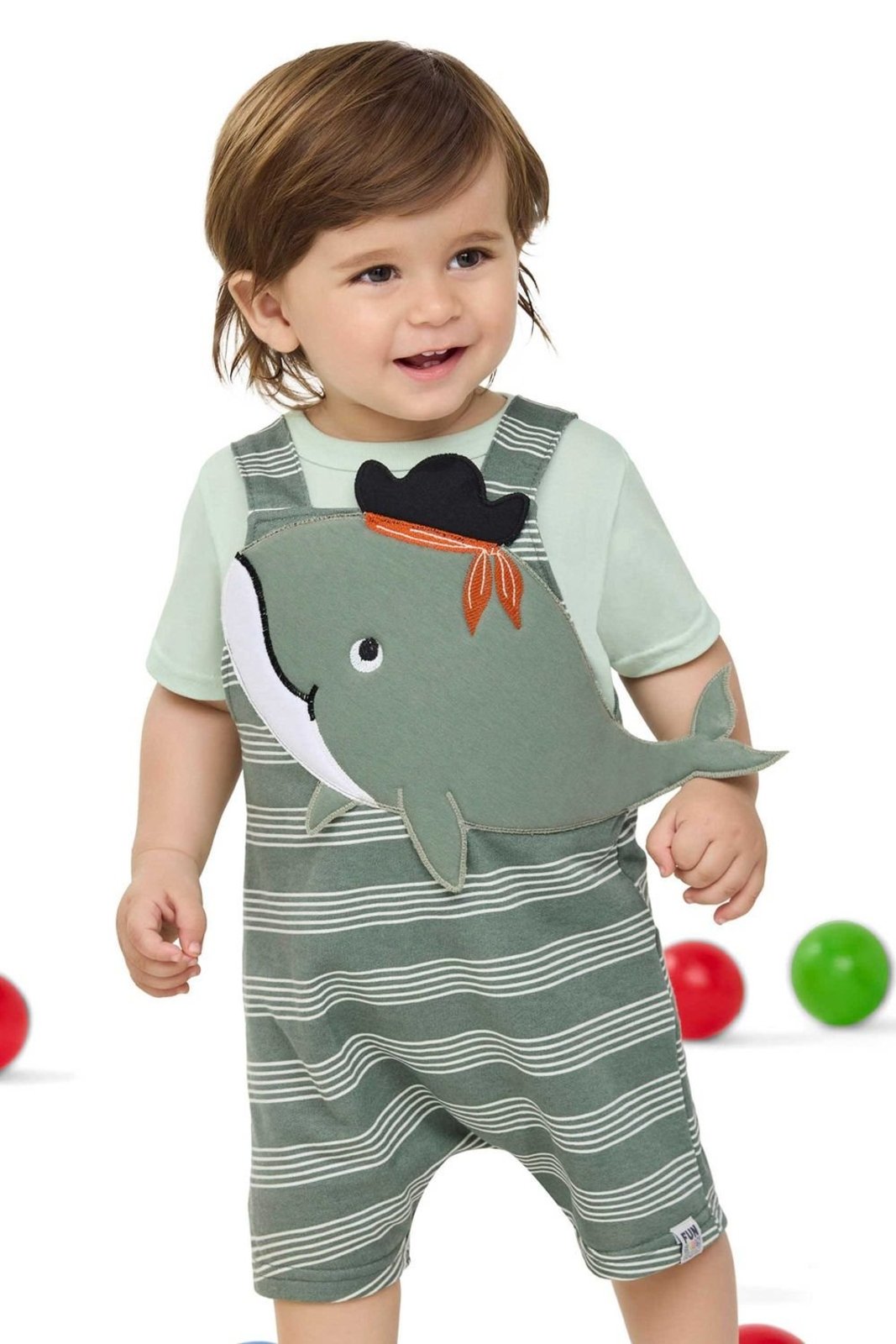 Infantil - Conjunto Listrado Menino Baleia Elian Verde