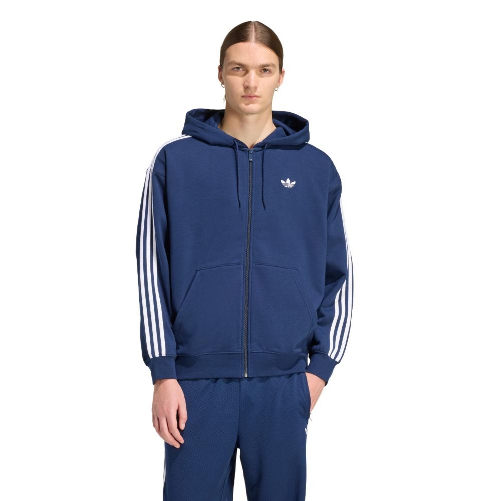 Moletom com Capuz Adidas Adicolor Oversized com Zíper Total adidas Originals Azul