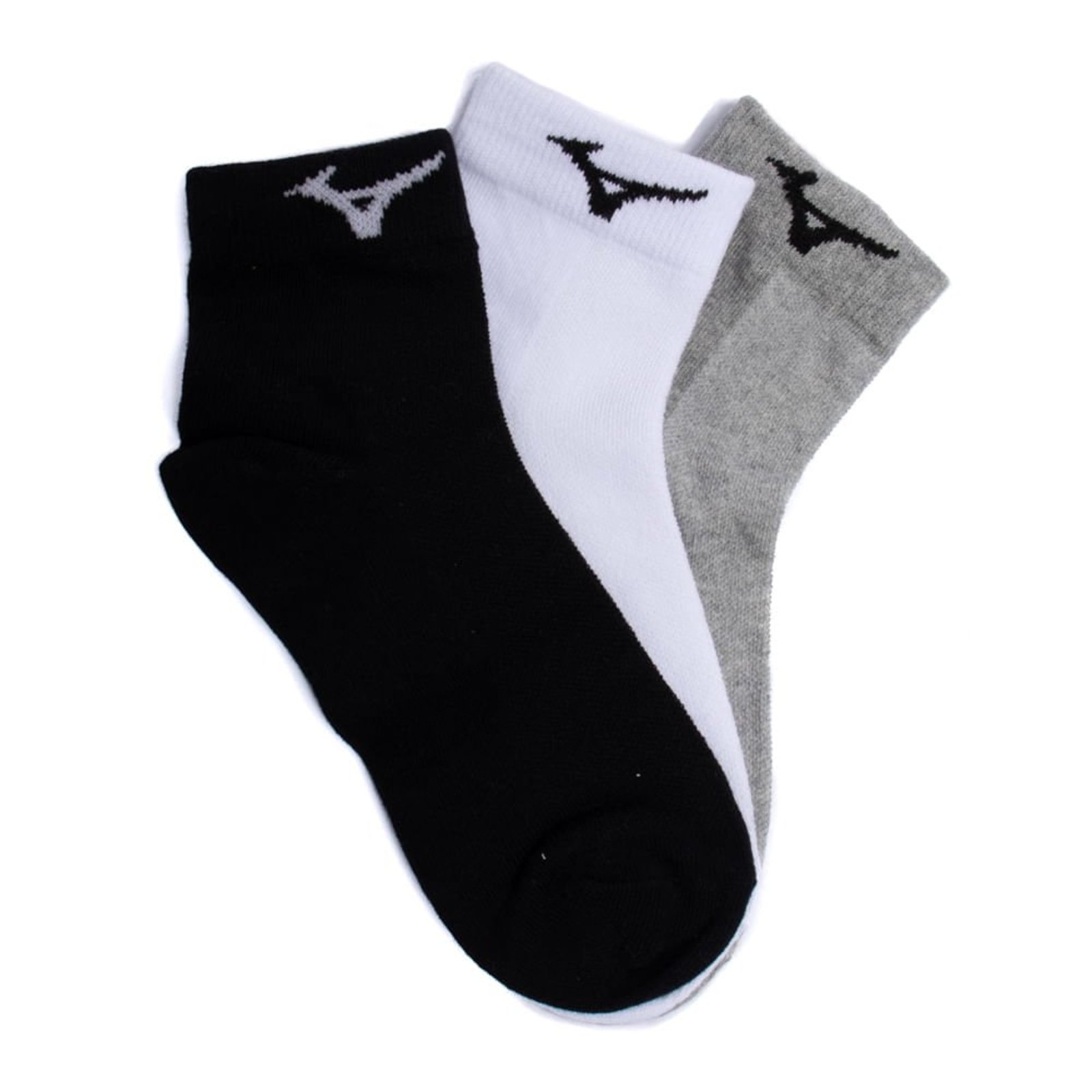 Vista 3 Kit 3 Pares de Meia Esportiva Mizuno Cano Curto Branco/Preto Mizuno cinza