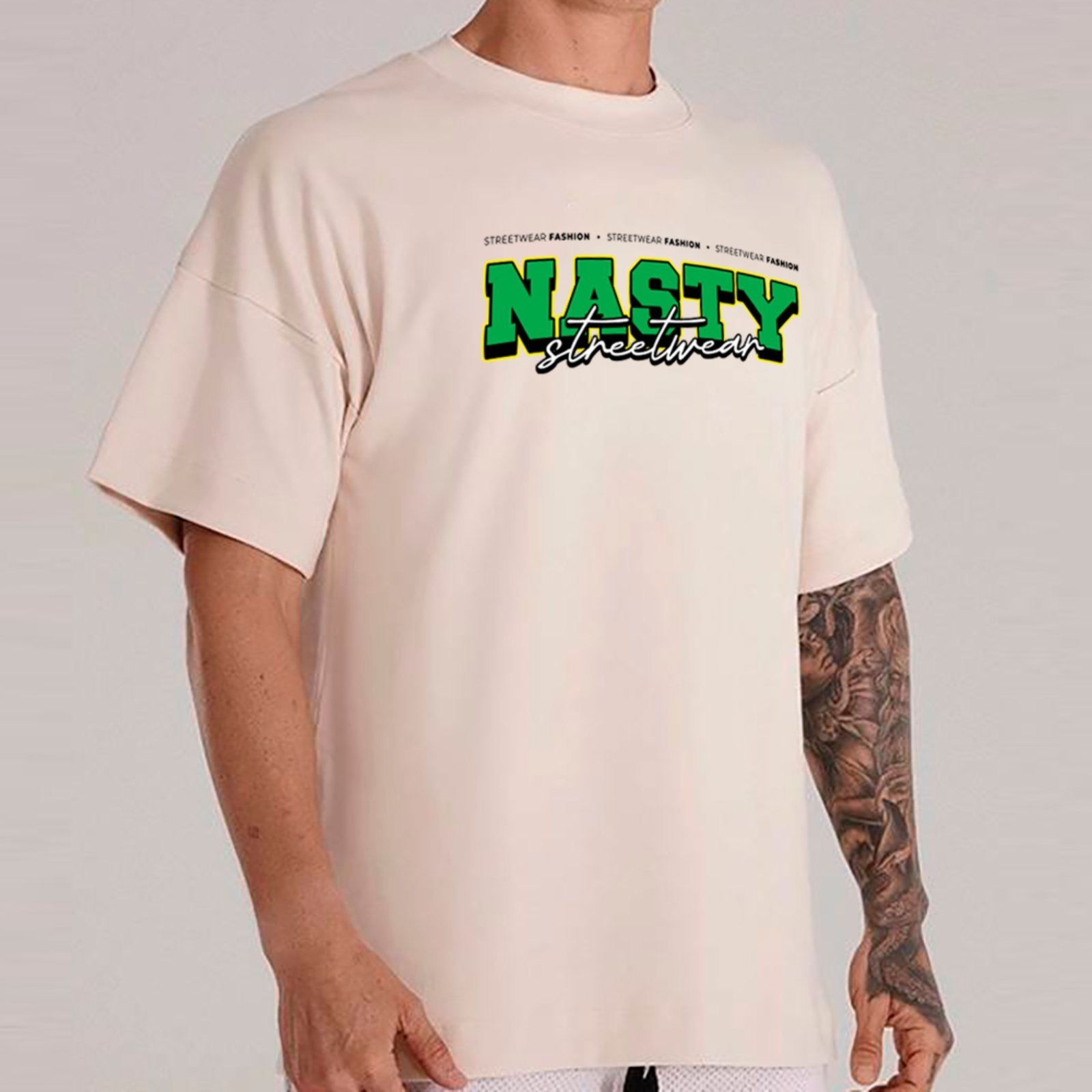 Vista 2 Camiseta Ousy Unissex Nasty Visual Exclusivo Básica Off White off-white white ousy off-white white