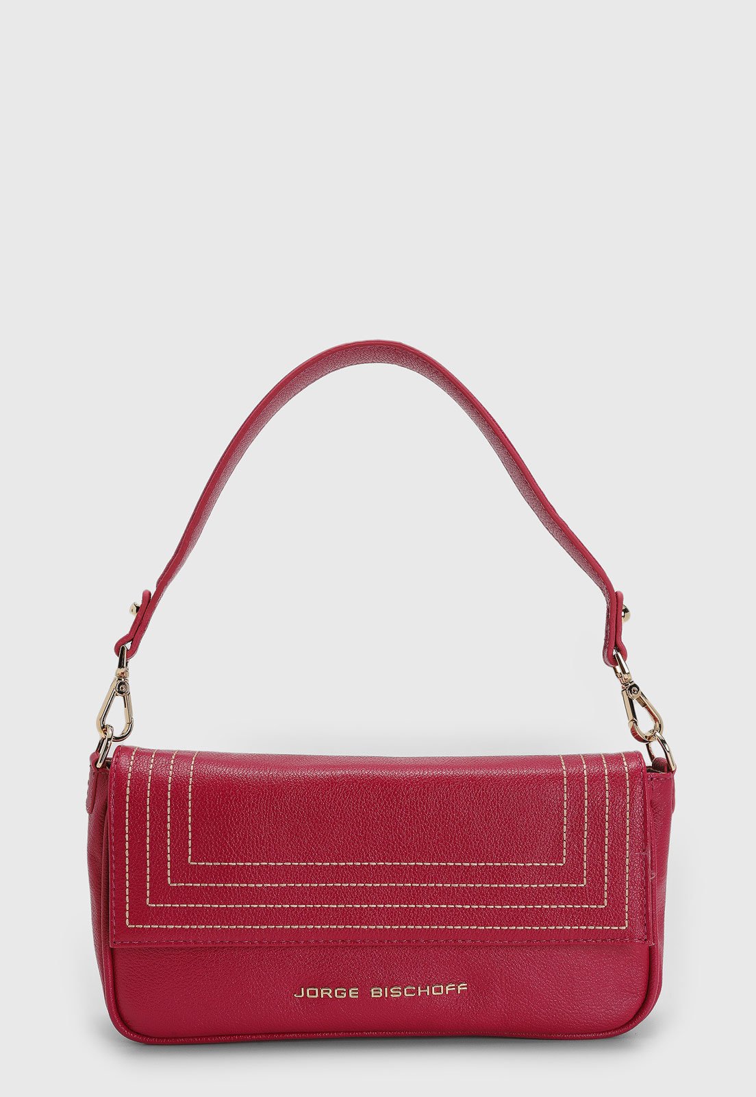 Bolsa Média Feminina Jorge Bischoff Texturizada Vermelha