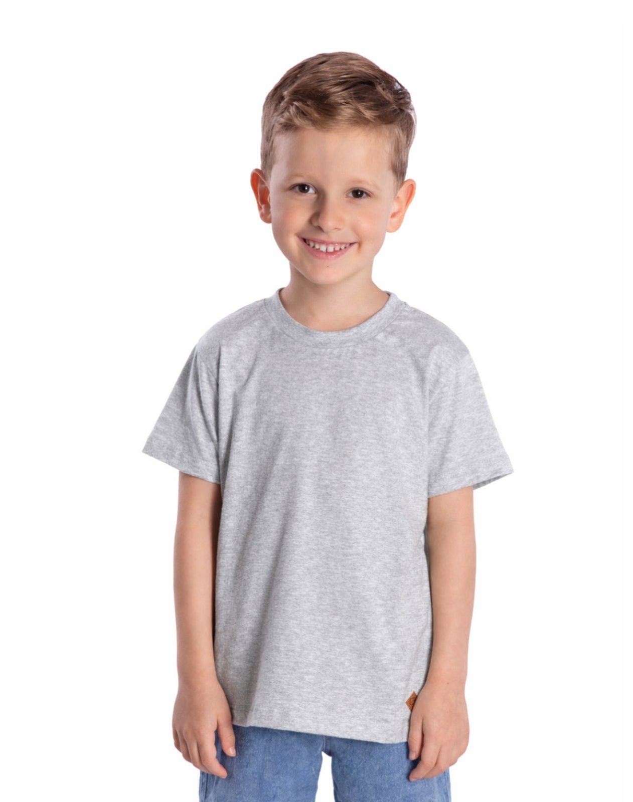 Infantil - Camiseta manga curta algodão mescla clara