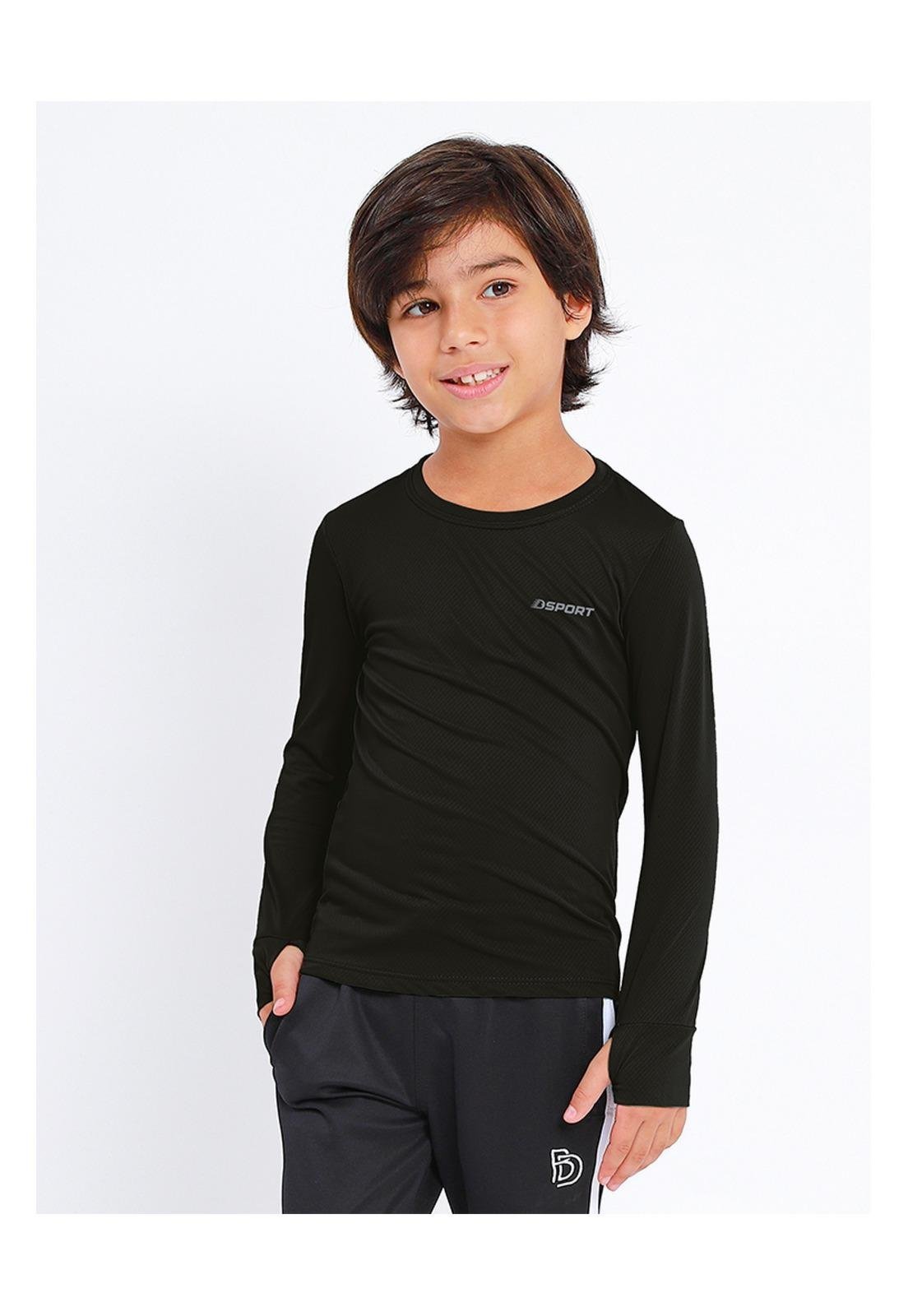 Infantil - Camiseta Manga Longa Sport Preta Banana Danger 10 Preto