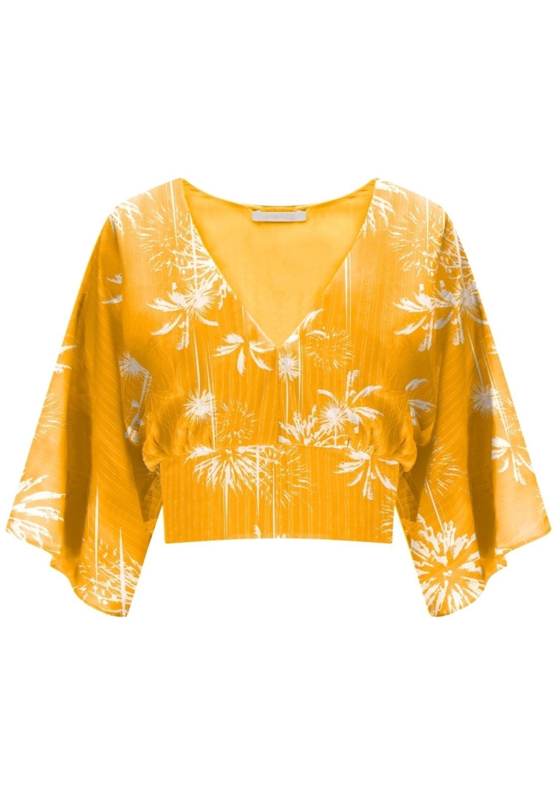 Blusa Cropped Manga 3/4 Estampada
