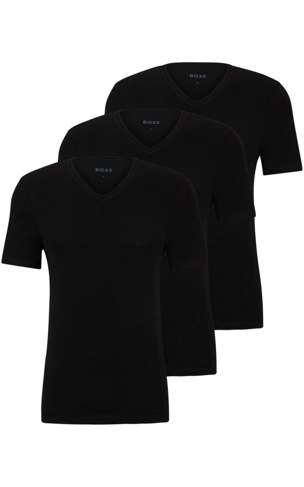 Conjunto 3 Camisetas Gola V Em Jersey De Algodão