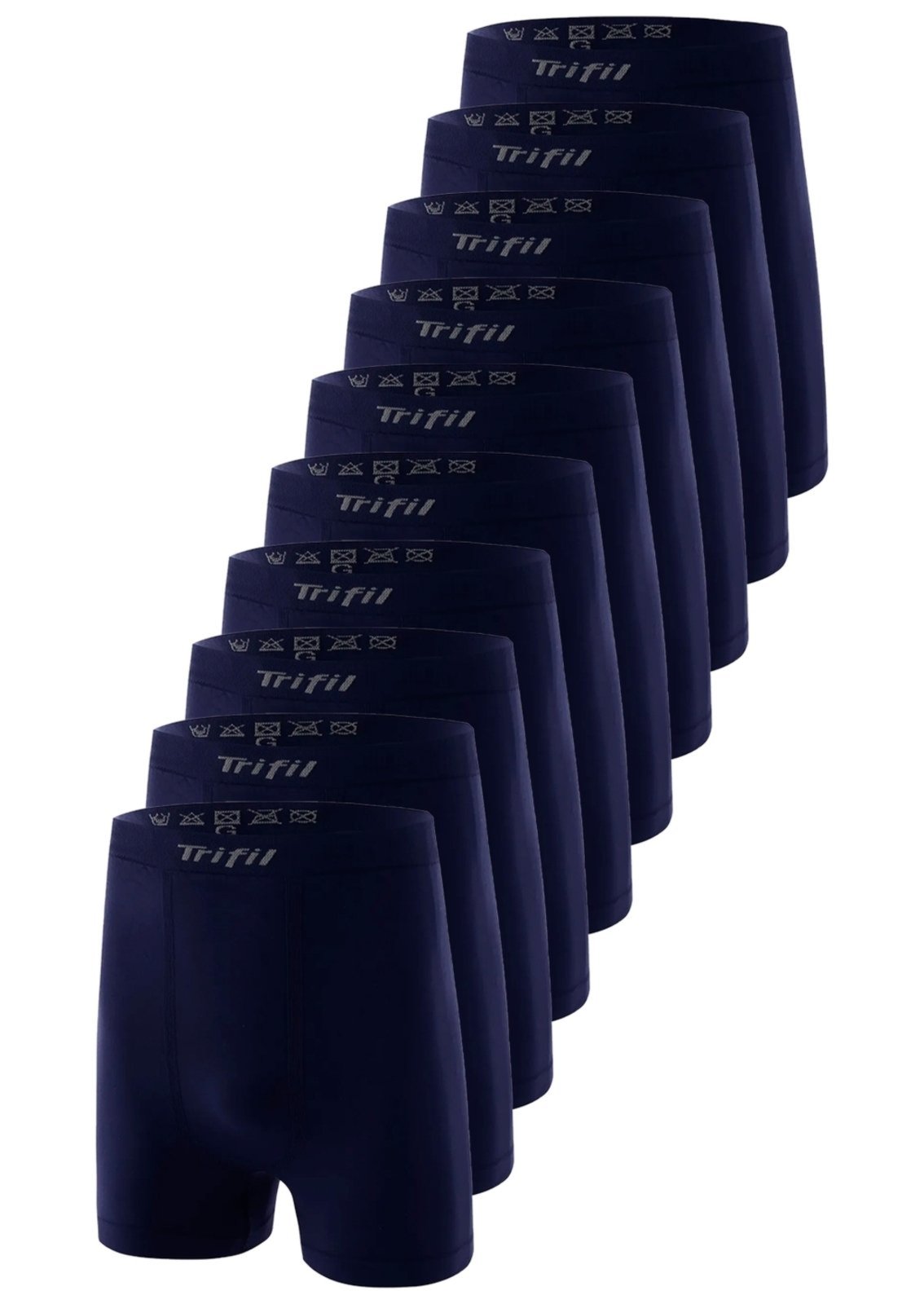 Kit com 10 Cuecas Boxer Trifil 4411 Plus Size Azul Marinho