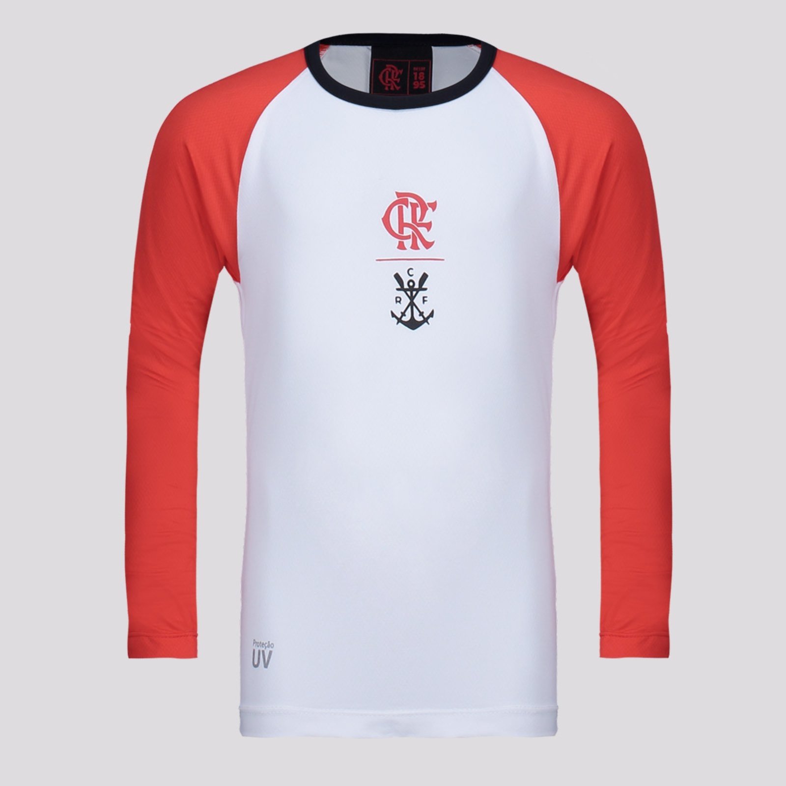 Vista 2 Camisa Flamengo Plaga Manga Longa Branca braziline branco braziline branco