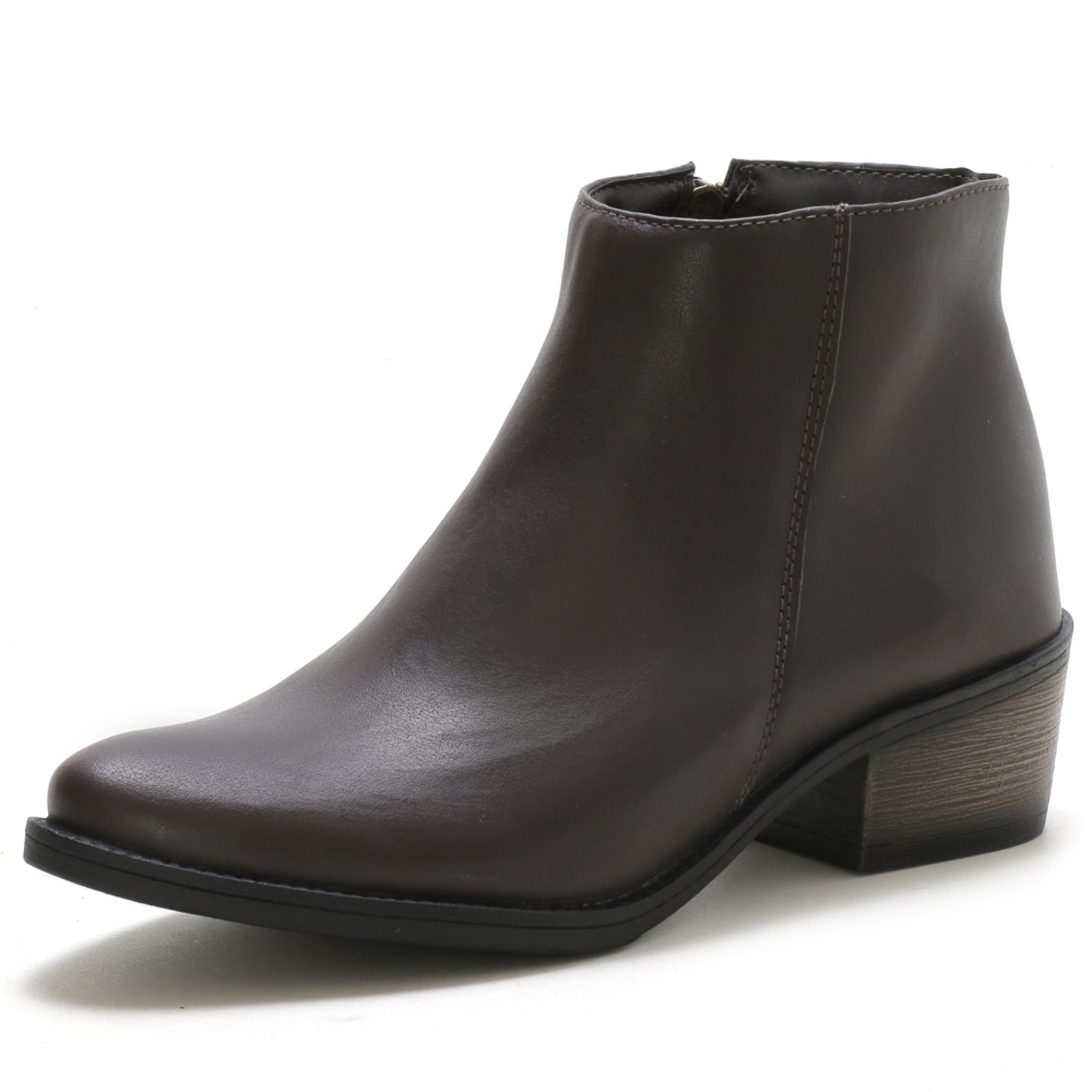 Bota Feminina Bredeni Cano Curto Liso Com Zíper Café