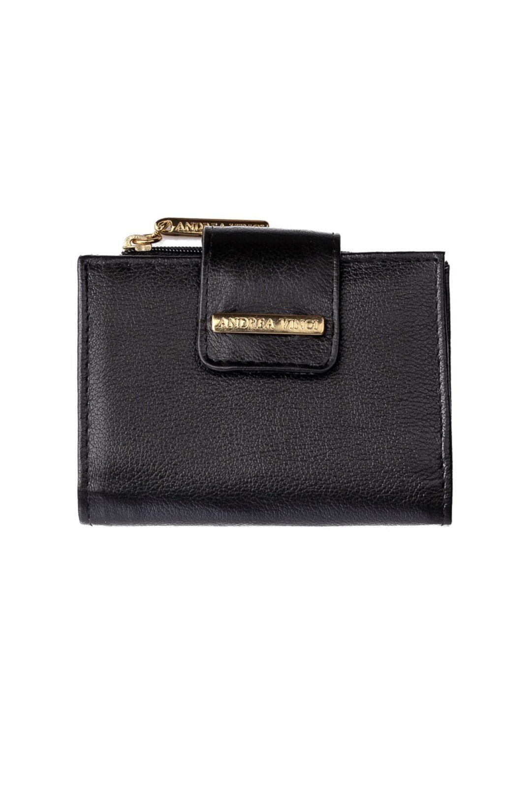 Carteira Andrea Vinci Feminina De Couro Liso Linna 11x13cm – Preto