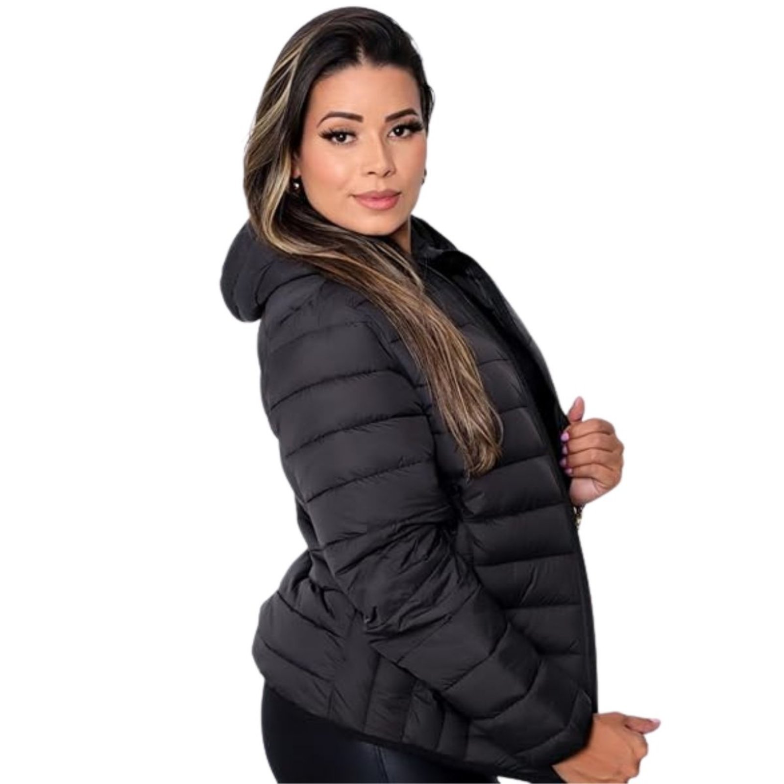 Jaqueta Puffer Feminina Nylon Impermeável Industrie Forrada Preto