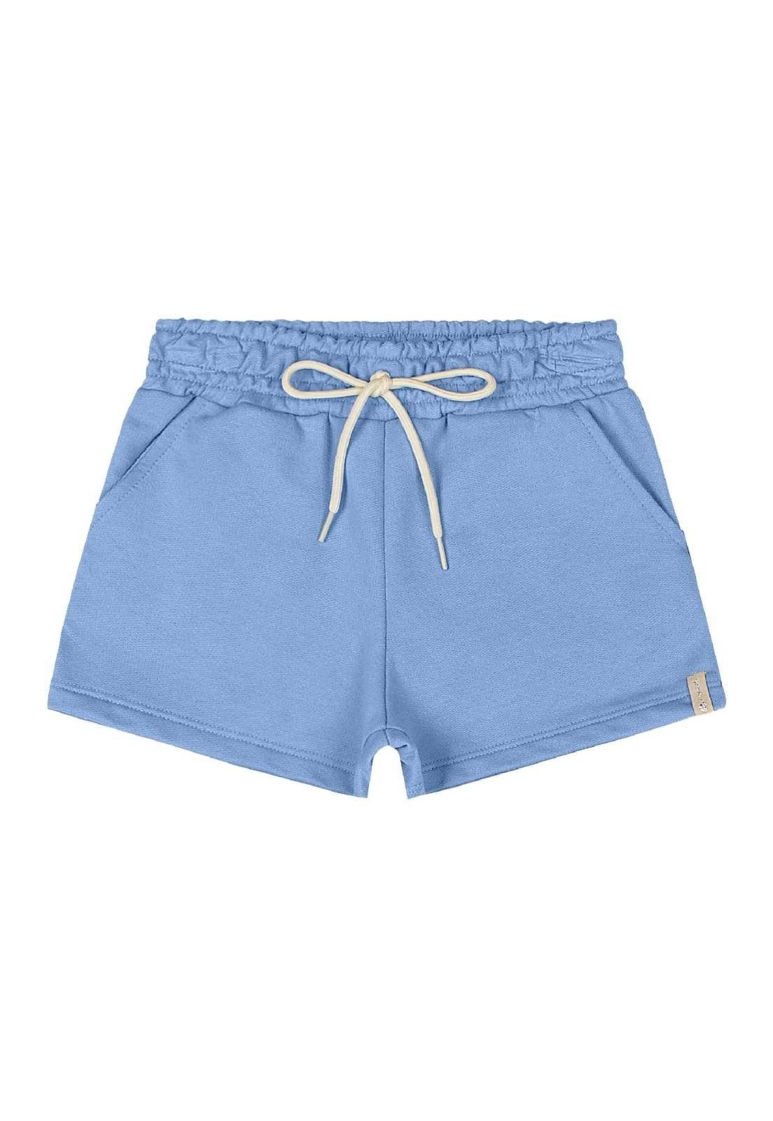 Infantil - Short Básico em Moletom Menina Quimby Azul
