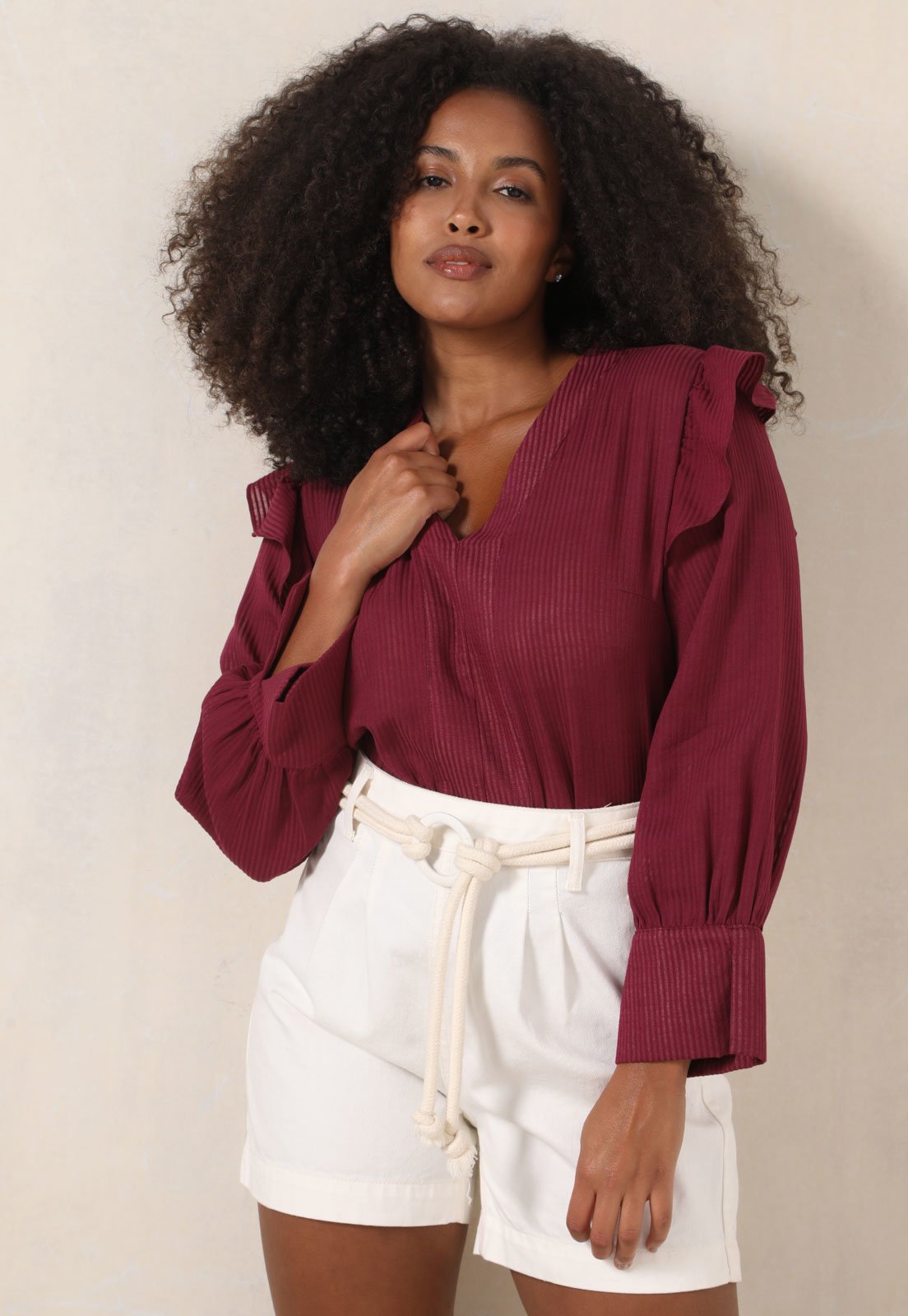 Blusa Cruise Babados Vinho