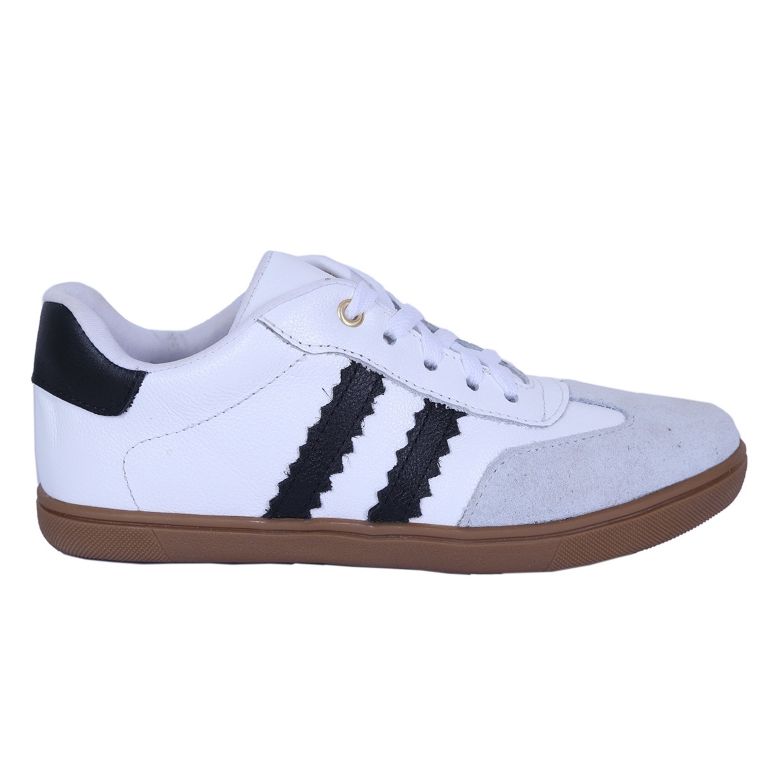 Tênis Feminino em Couro Casual Retrô Estiloso Branco