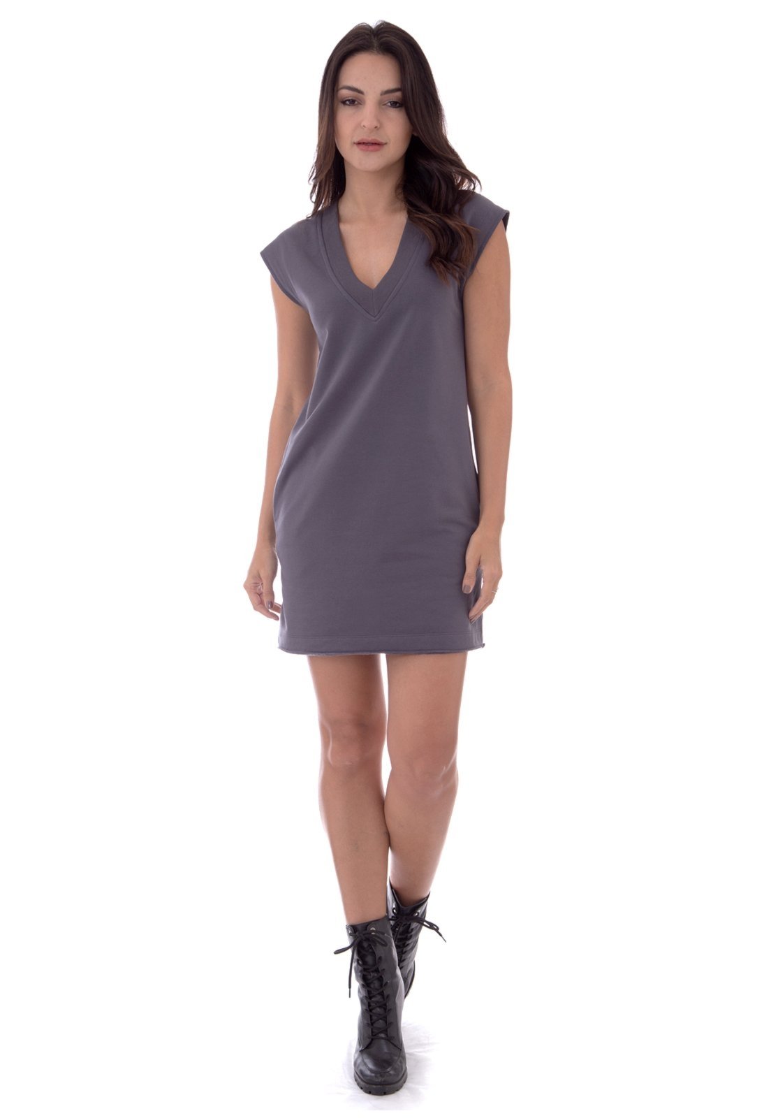 Slip Dress Moletinho Operarock Chumbo