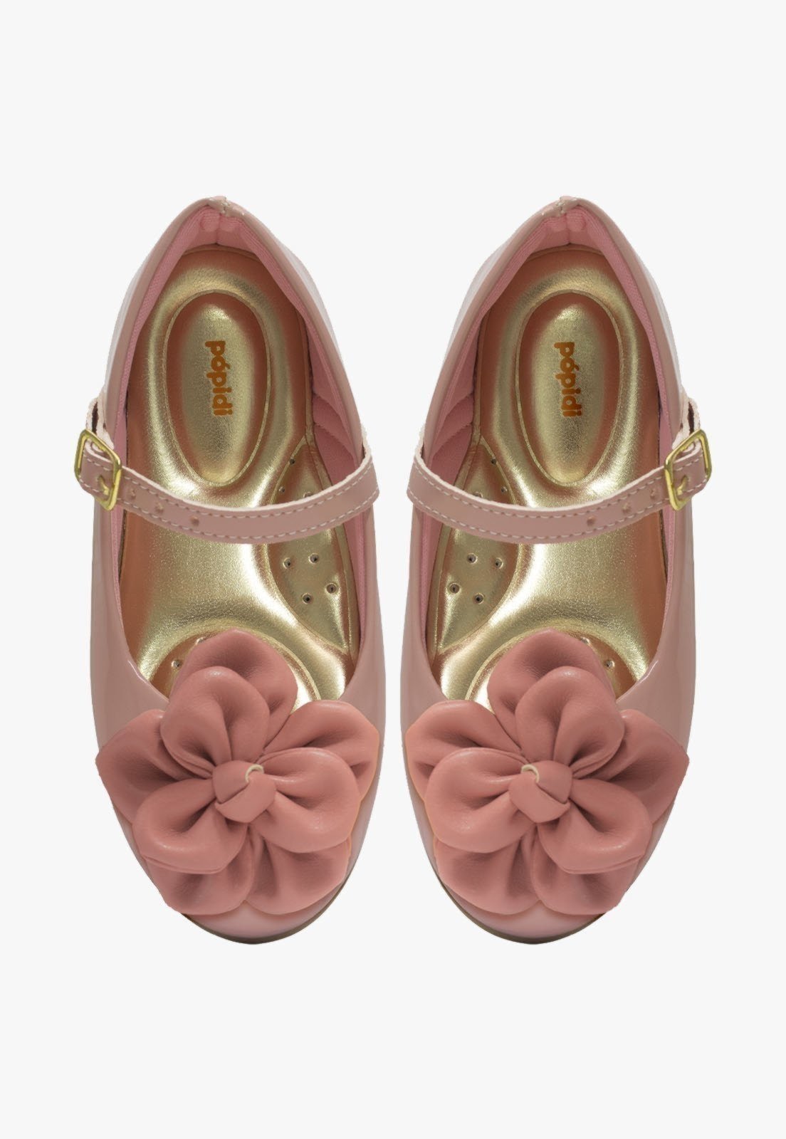 Vista 3 Infantil - Sapatilha Rasteira Feminina Pópidi Flor rosa Pópidí rosa