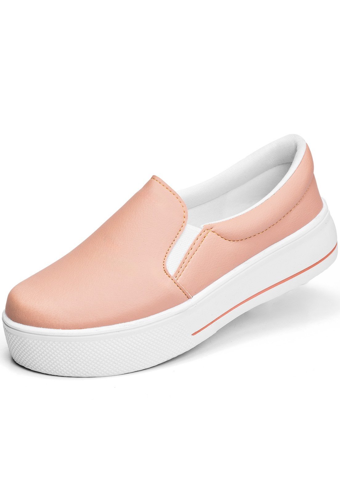 Tênis Feminino Lumiss Slip On Confortável Calce Fácil Sintético Nude