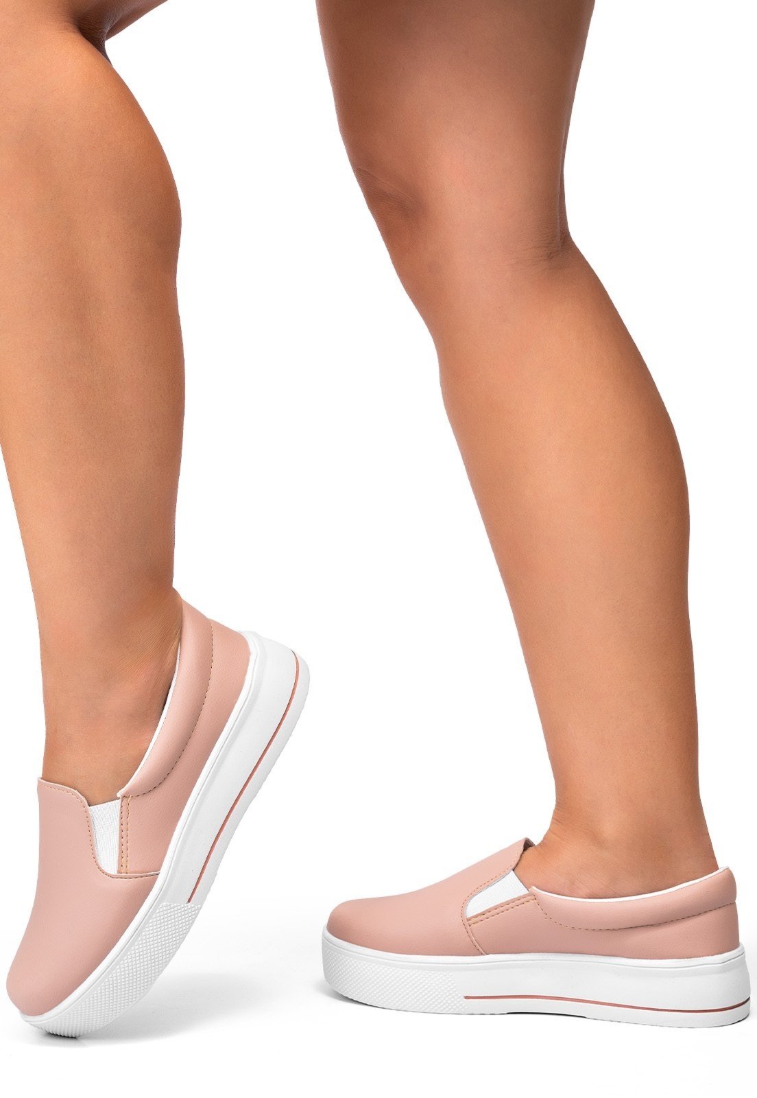 Vista 3 Tênis Feminino Lumiss Slip On Confortável Calce Fácil Sintético nude LUMISS nude