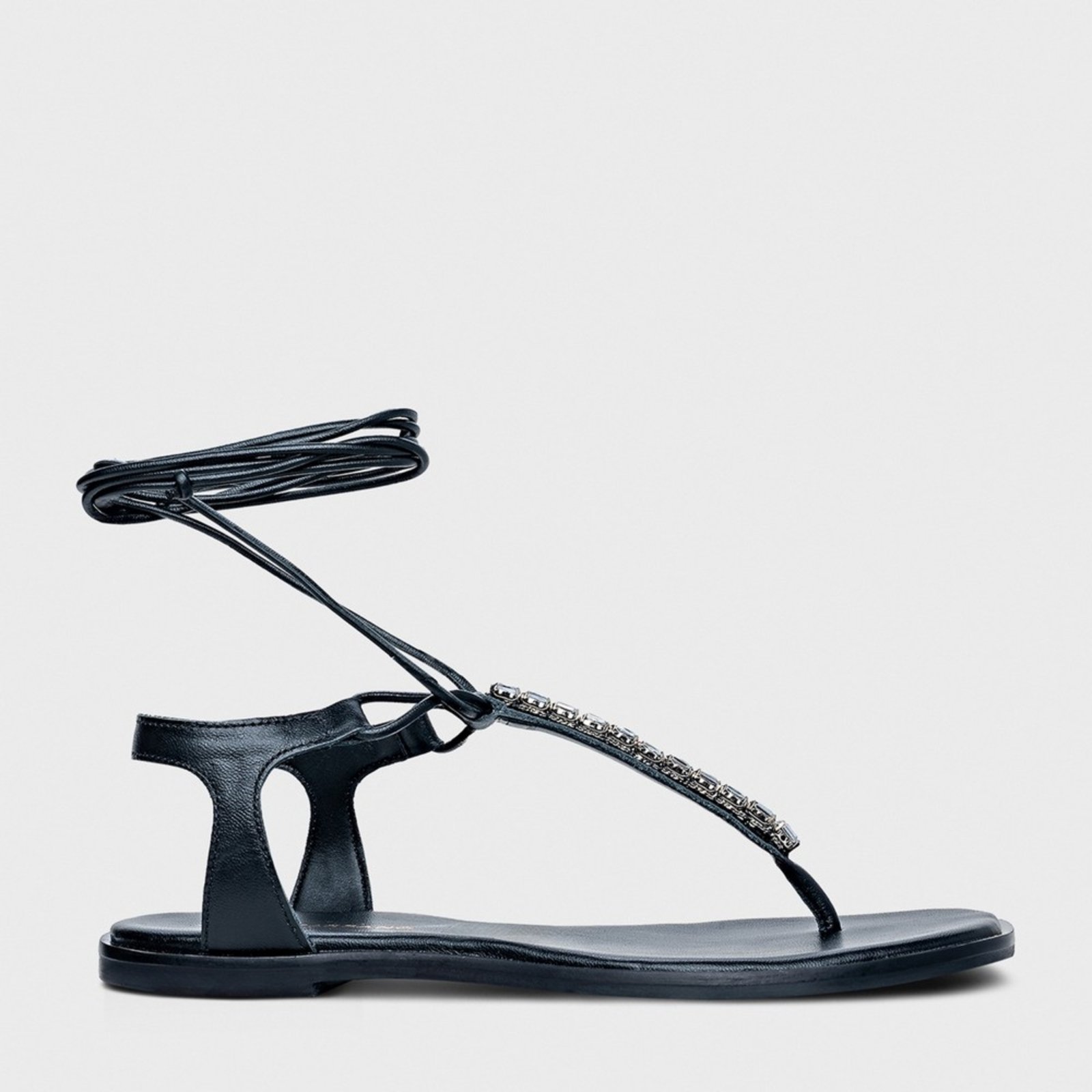 Rasteira Flat Simple Cristal Carrano 777018 Preto