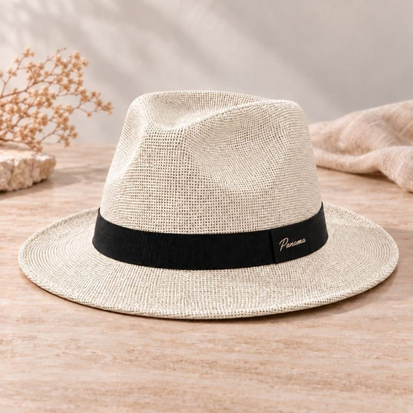 Chapéu Moda Panamá Palha Shantung Trançado Clássico Verão Branco