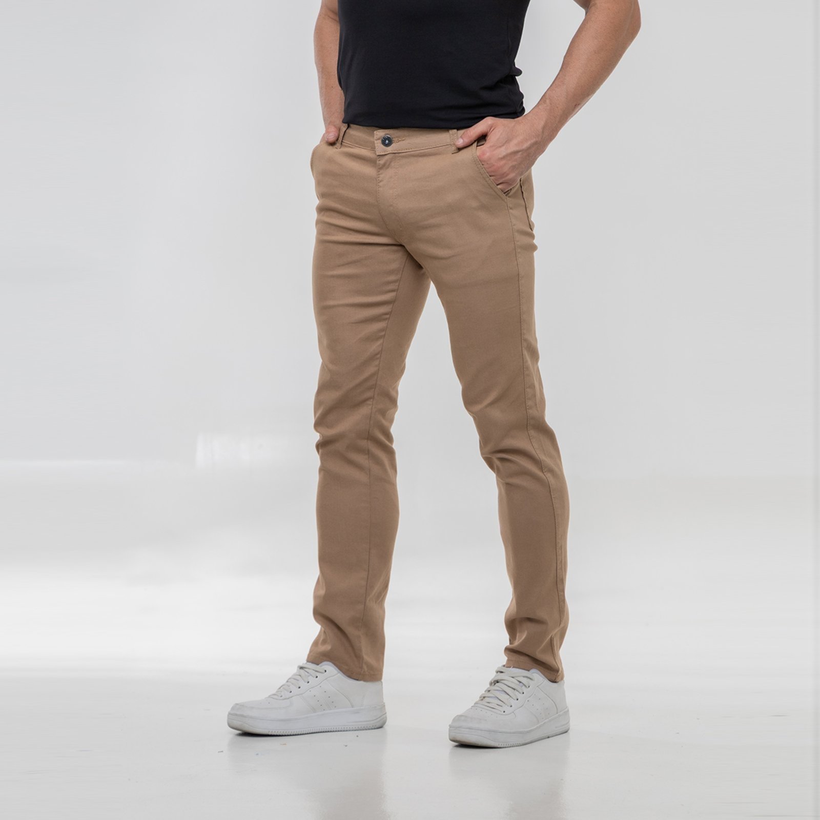 Calça Masculina de Sarja ER ESTILO RENOVADO Alfaiatada Skinny com Elastano Caqui