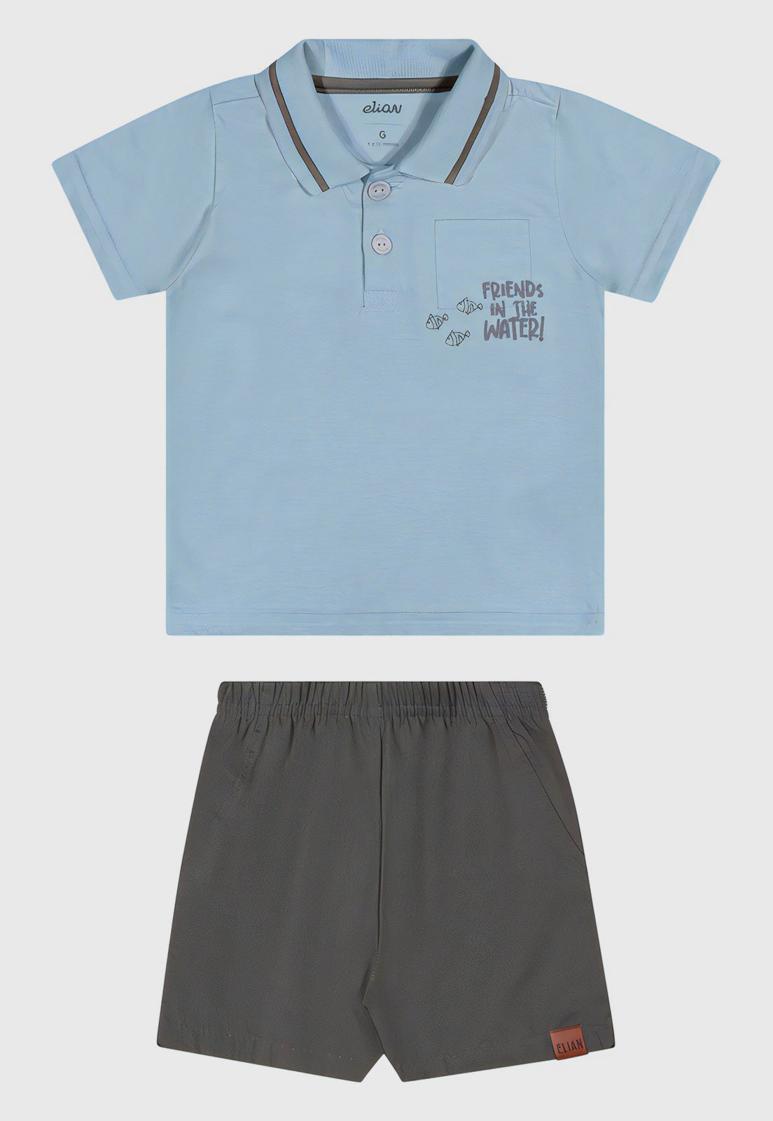 Conjunto 2pçs Manga Curta Elian Camisa E Bermuda Azul