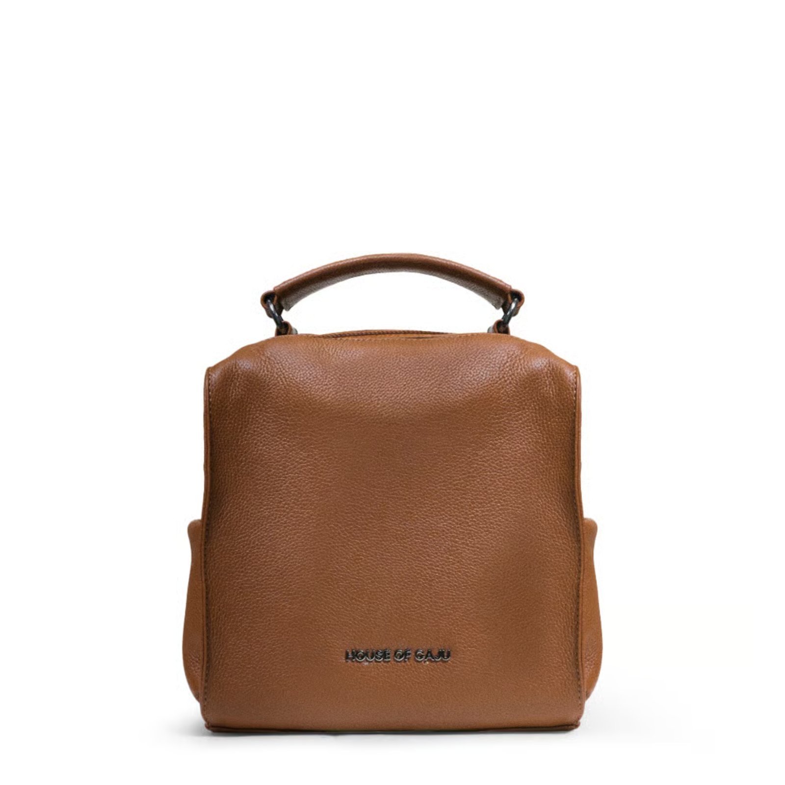 Mochila Feminina Em Couro Caramelo “Valentina Brum”””