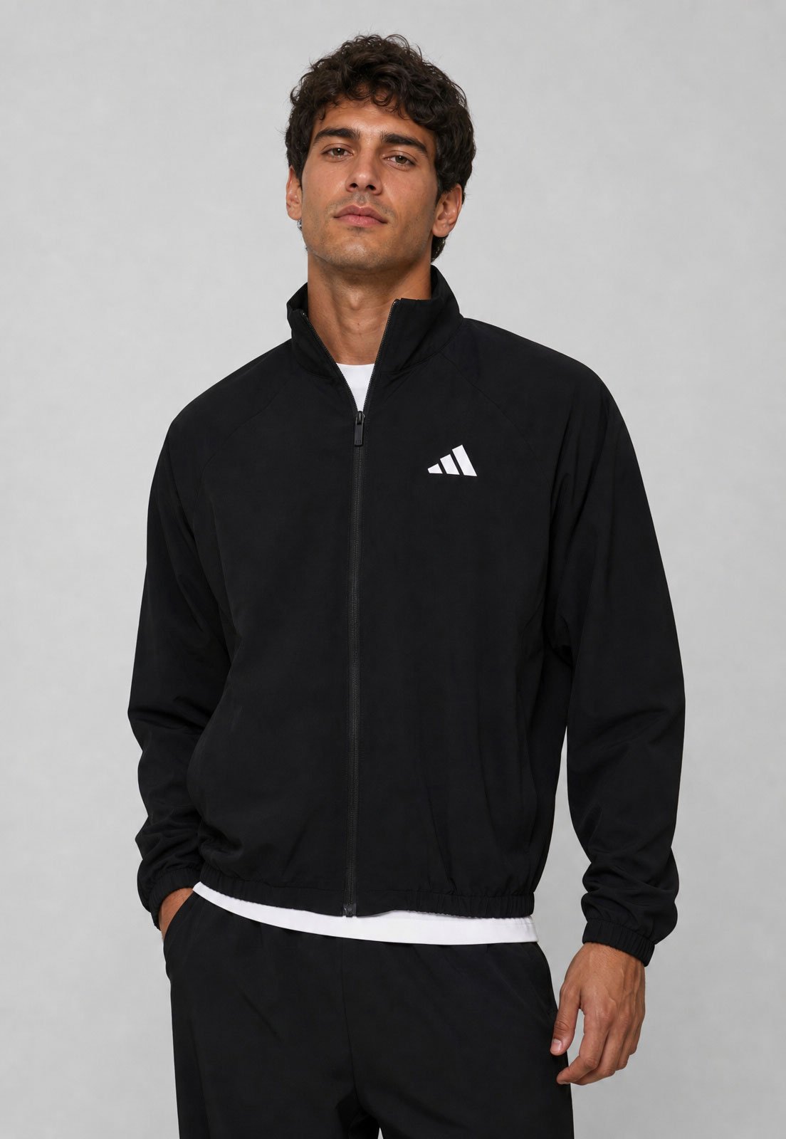 Jaqueta Masculina adidas Sportswear Fechamento em Zíper Preta