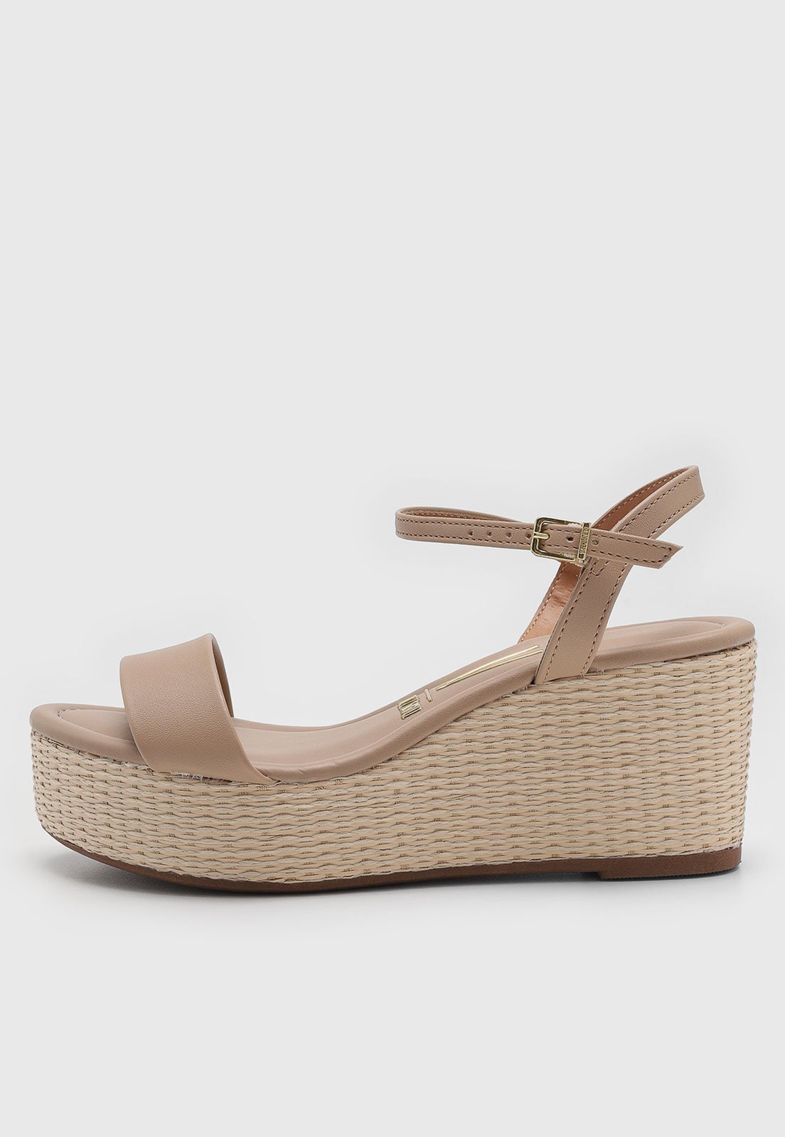 Tamanco Feminino Vizzano Salto Anabela Textura Palha Nude