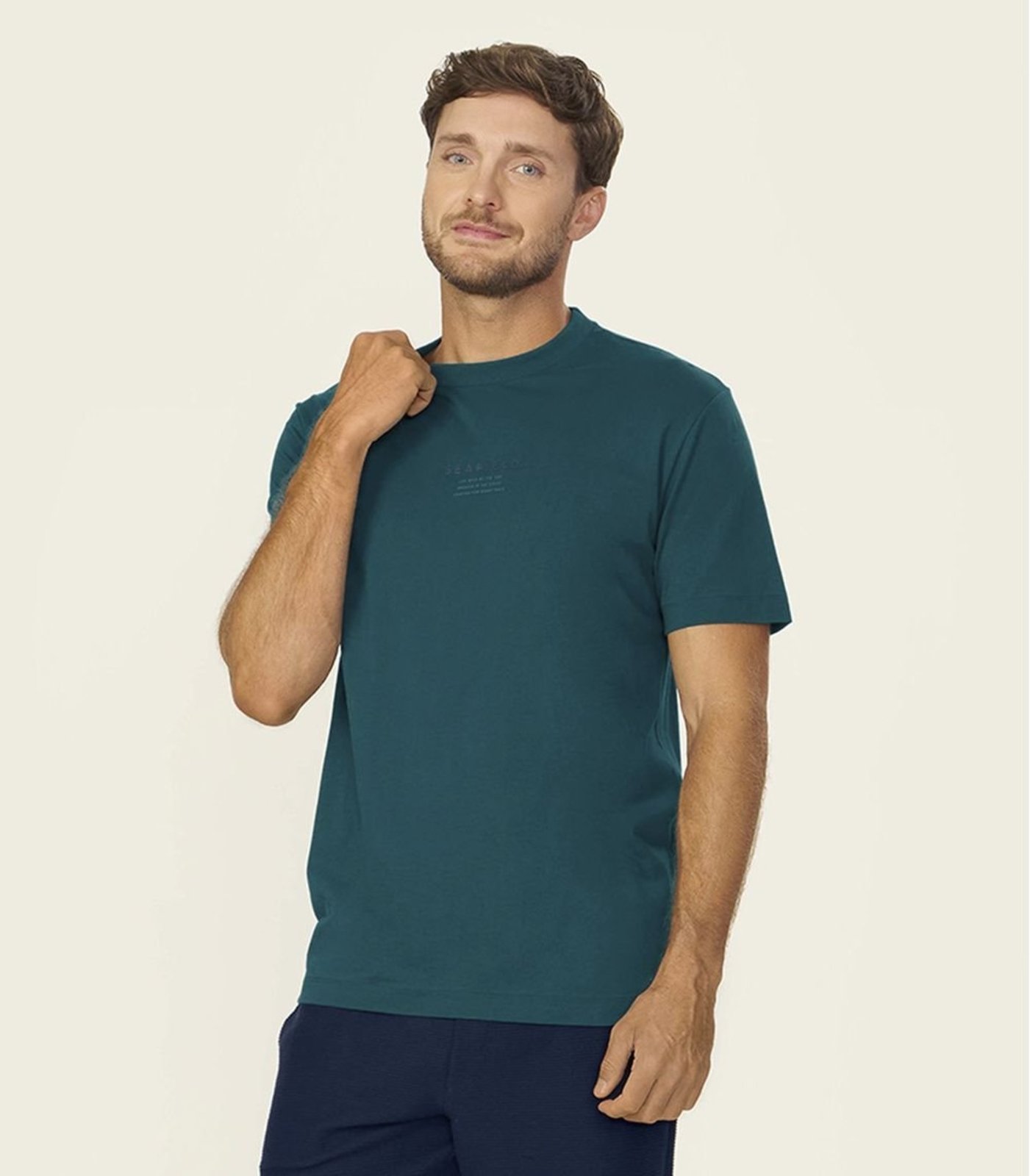 Camiseta Masculina Meia Malha Com Estampa Diametro Verde