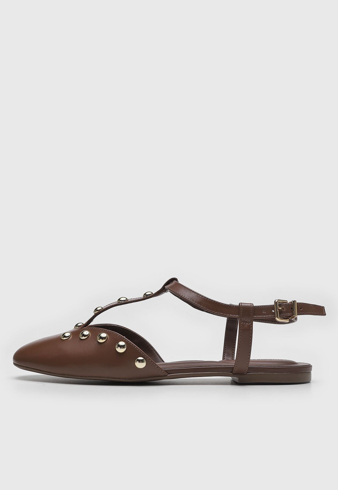 Slingback Feminino Loucos e Santos Tachas Marrom
