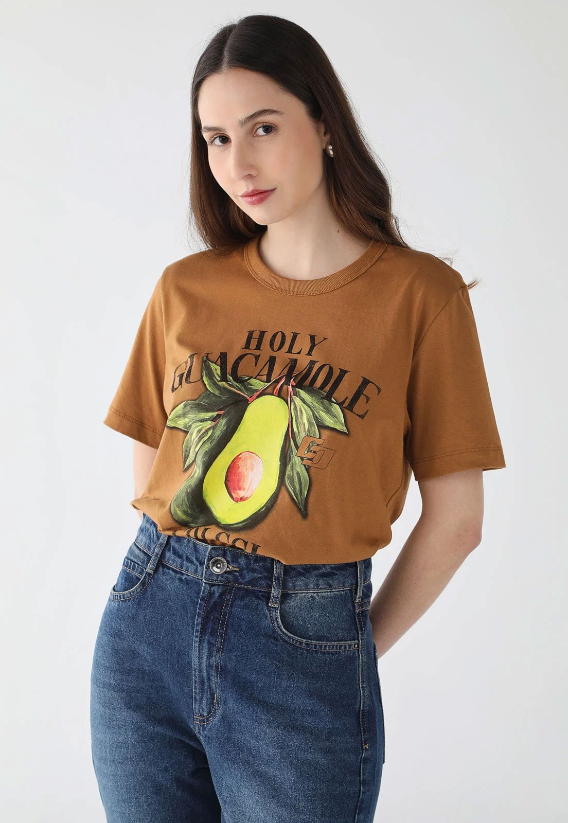 Camiseta Feminina Colcci Estampa Holy Guacamole Caramelo