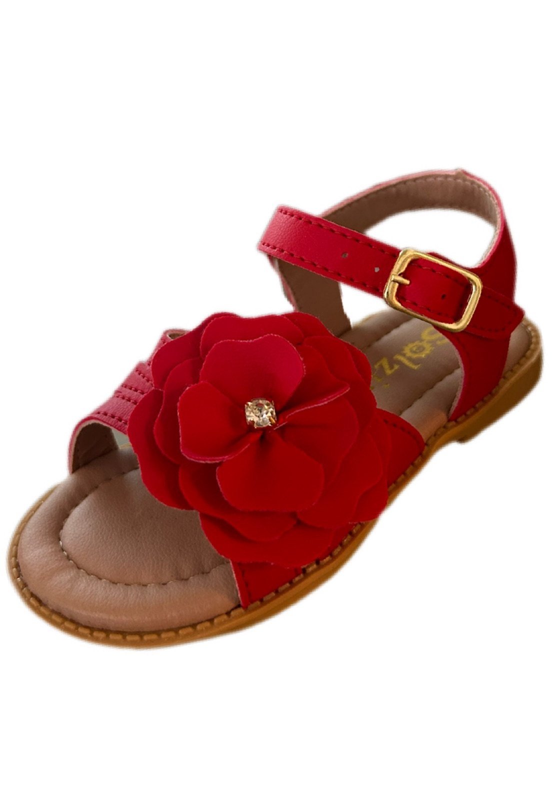 Infantil - Sandália menina infanil Solzim aranha flor vermelha