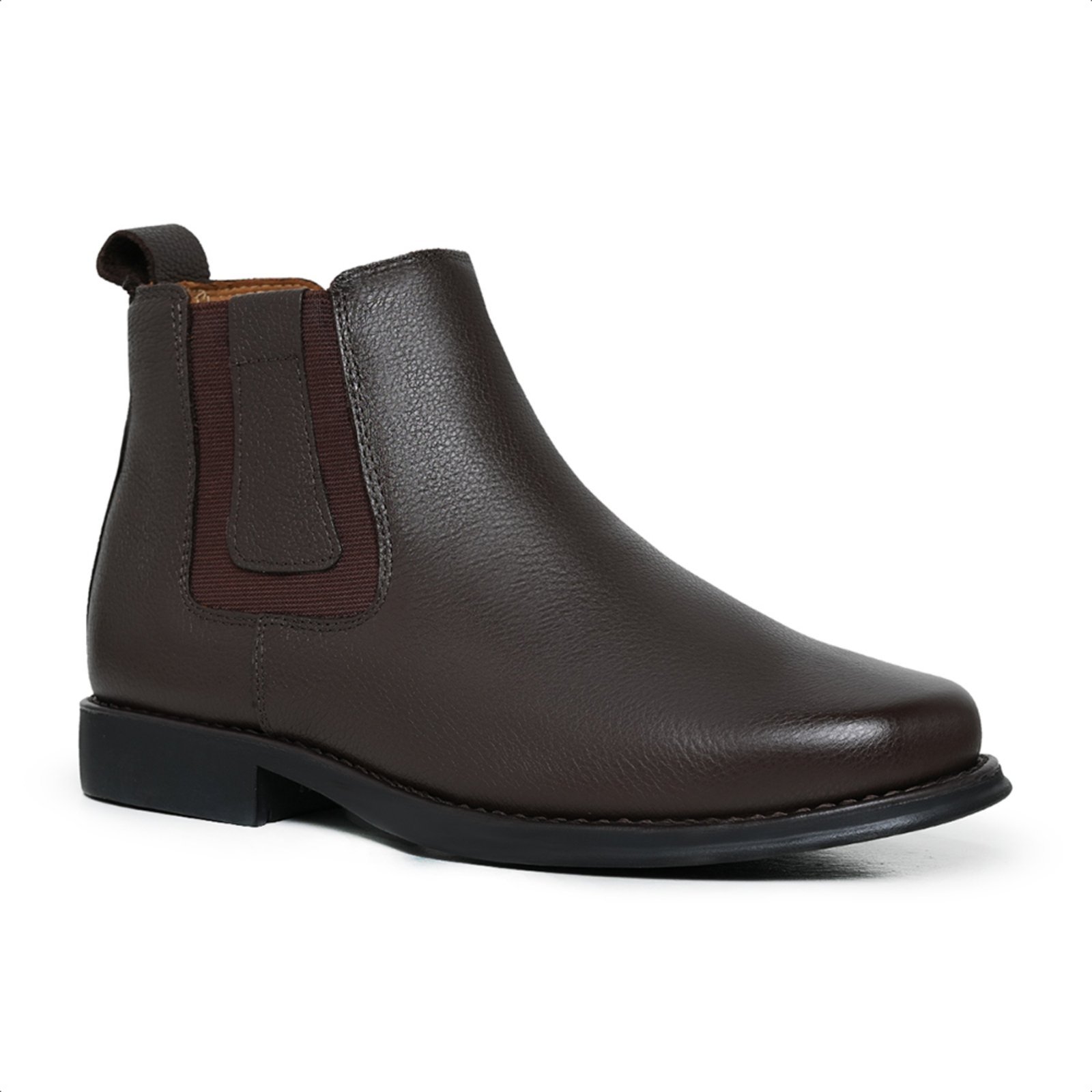 Botina Malbork Gel Conforto Em Couro Café 453M